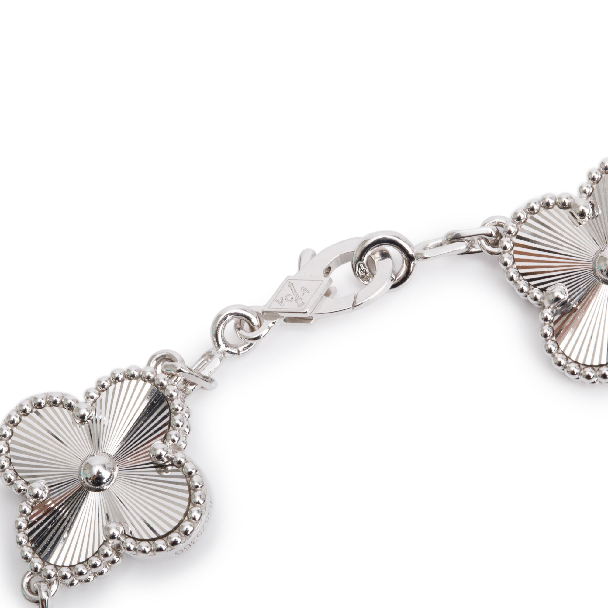 Van Cleef & Arpels 2024 18k White Gold Vintage Alhambra 5 Motif Bracelet w/ Box & Certificate