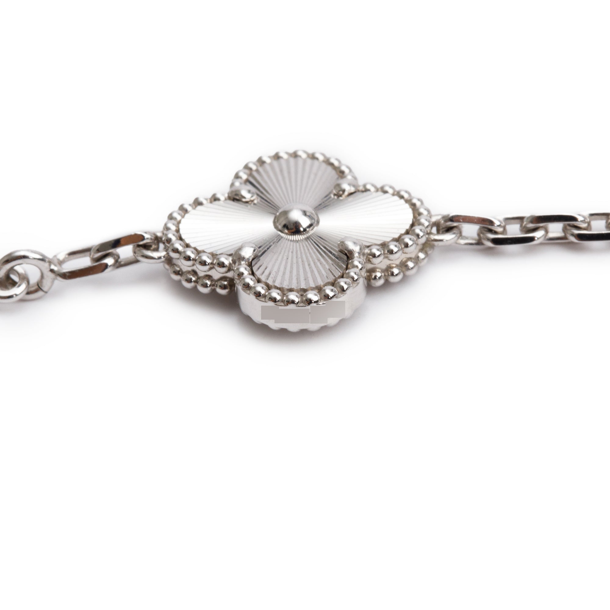 Van Cleef & Arpels 2024 18k White Gold Vintage Alhambra 5 Motif Bracelet w/ Box & Certificate