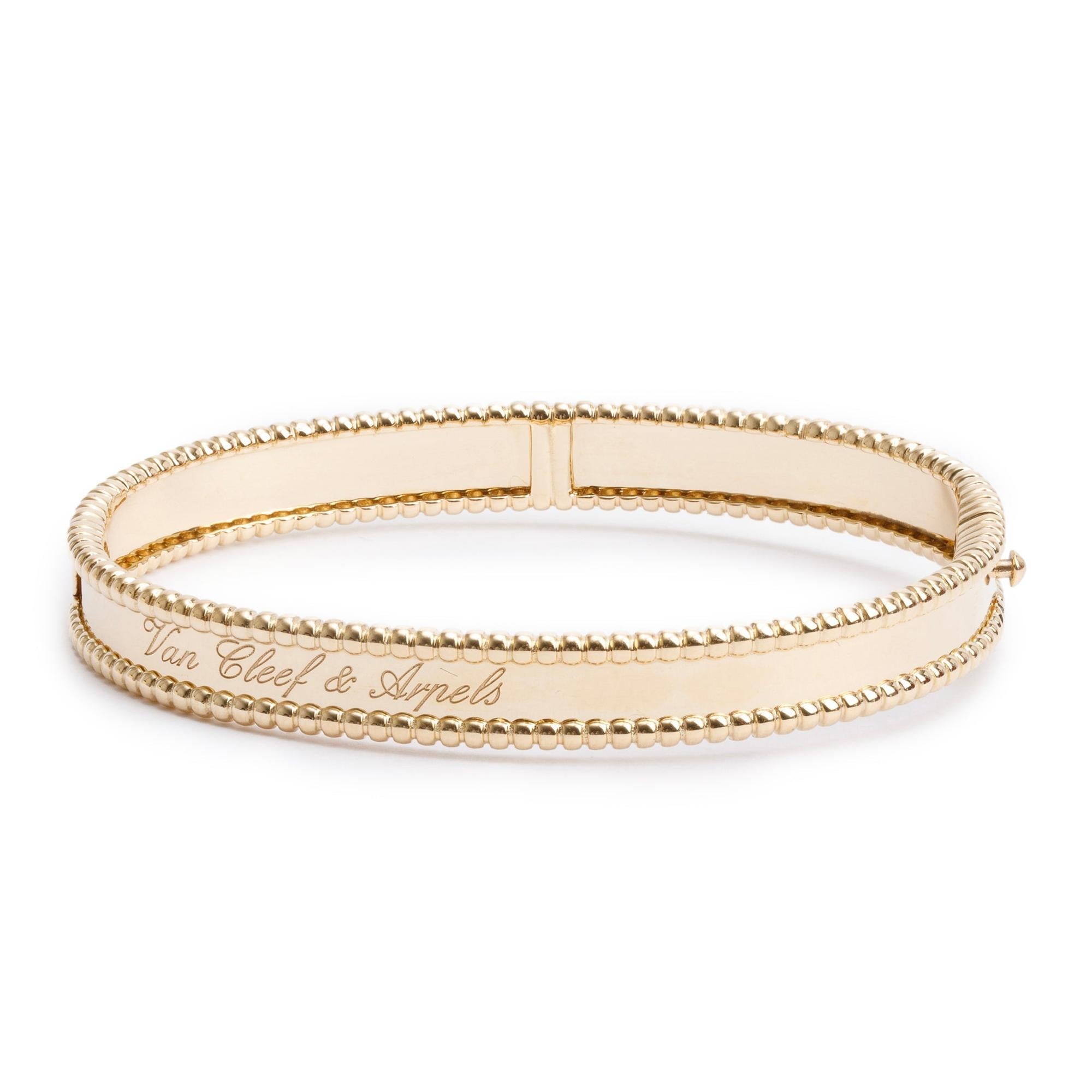 Van Cleef & Arpels 2024 18k Yellow Gold Perlee Signature Bracelet, Medium Model w/ Box & Certificate