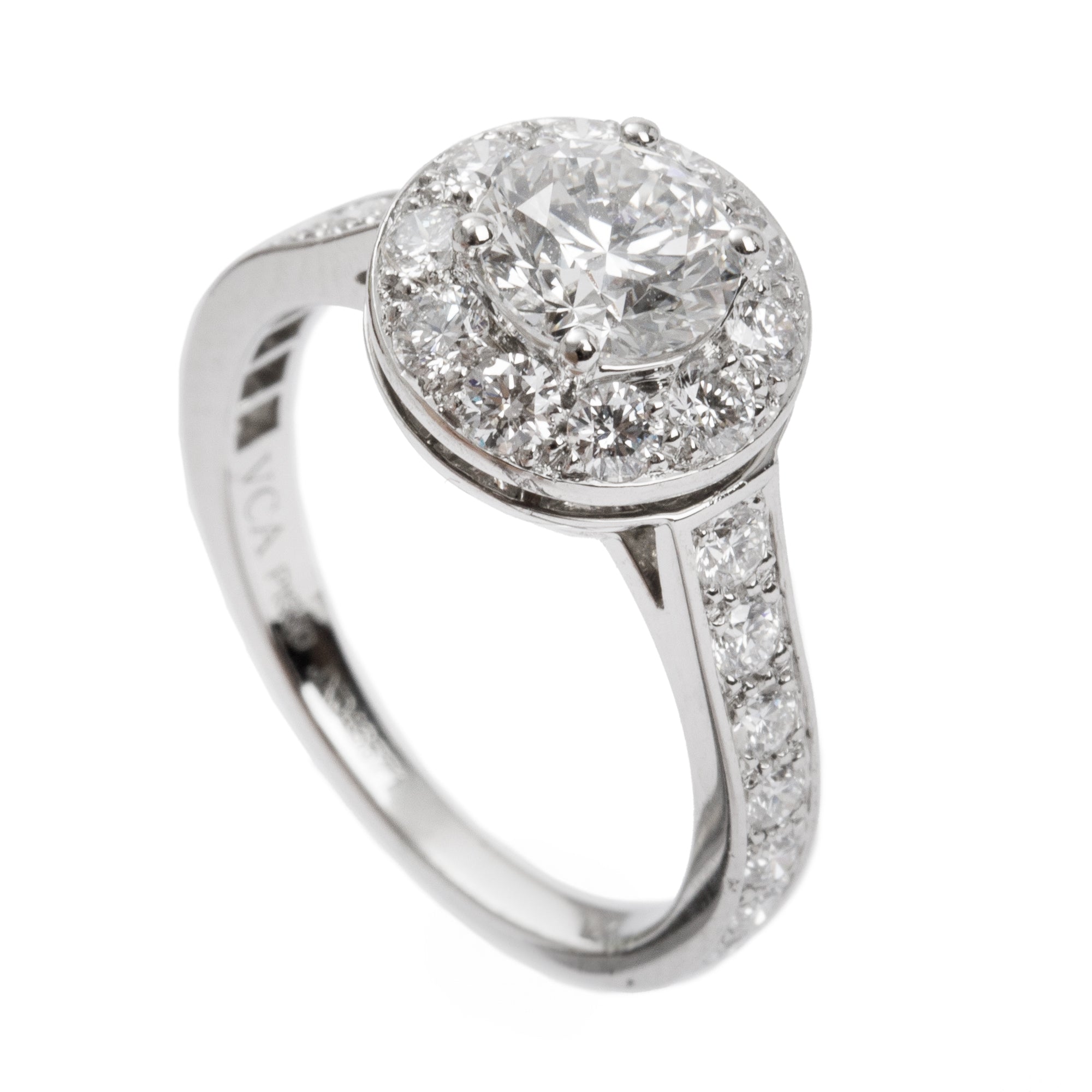 Van Cleef & Arpels Platinum Icone Solitaire 0.70 ct. Diamond Engagement Ring, Size 4.5 w/ GIA Report & Box