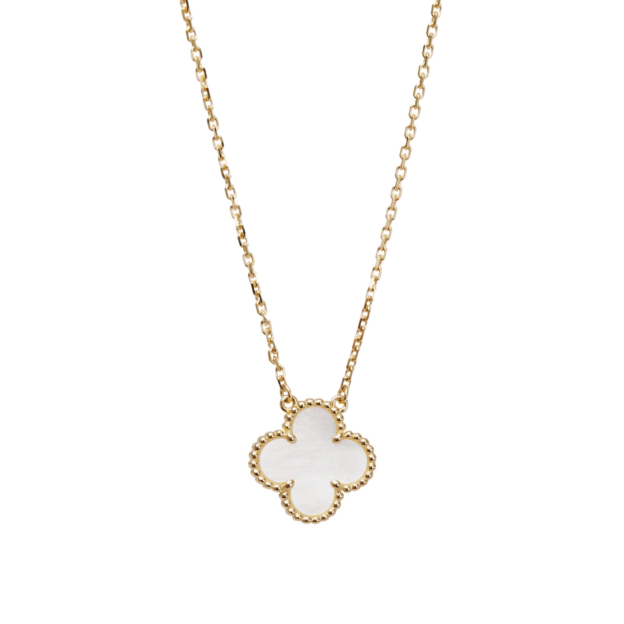 Van Cleef & Arpels Vintage Alhambra Mother of Pearl Pendant Necklace w/ Box & Certificate