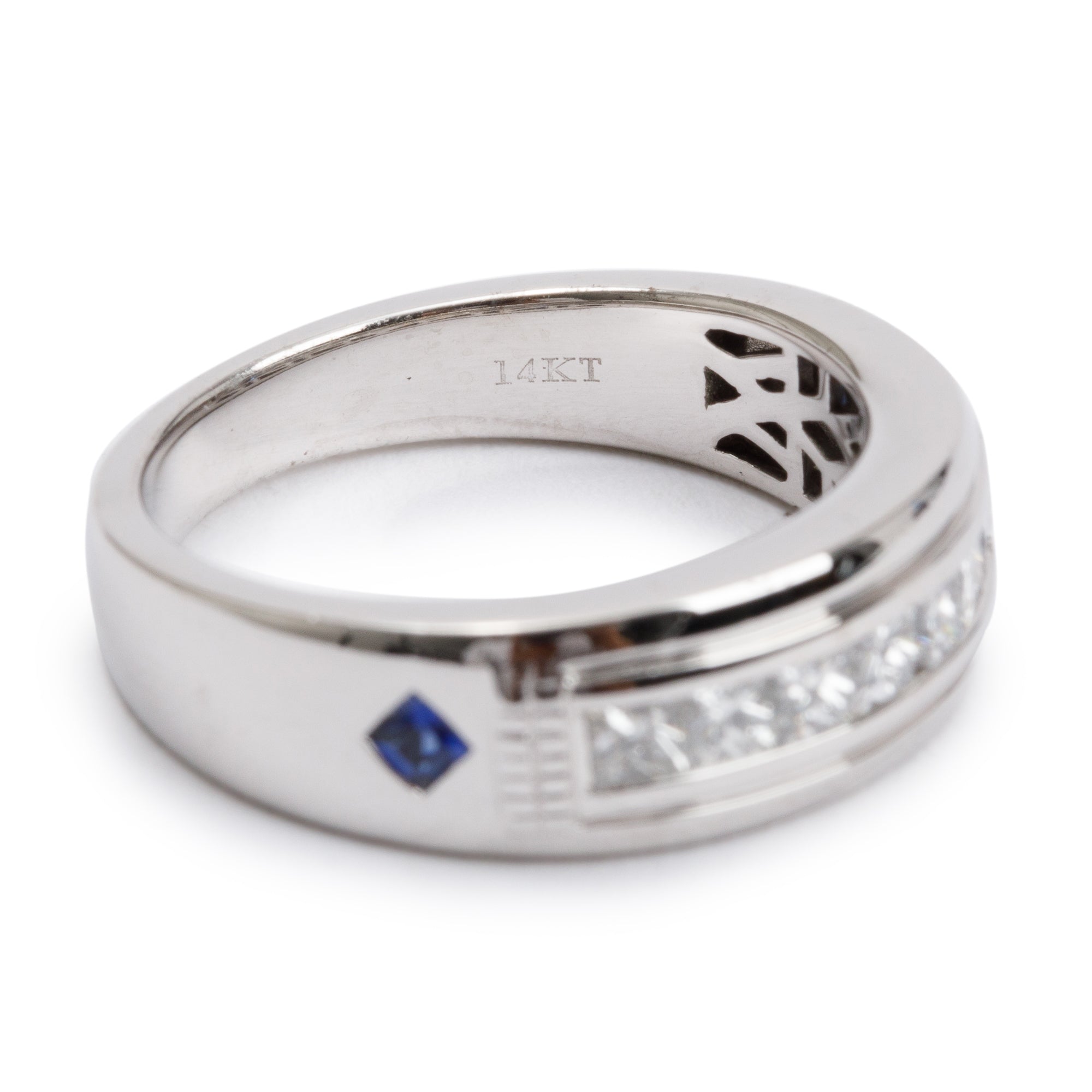 Vera Wang 14k White Gold Diamond & Sapphire Band Ring, Size 8.75