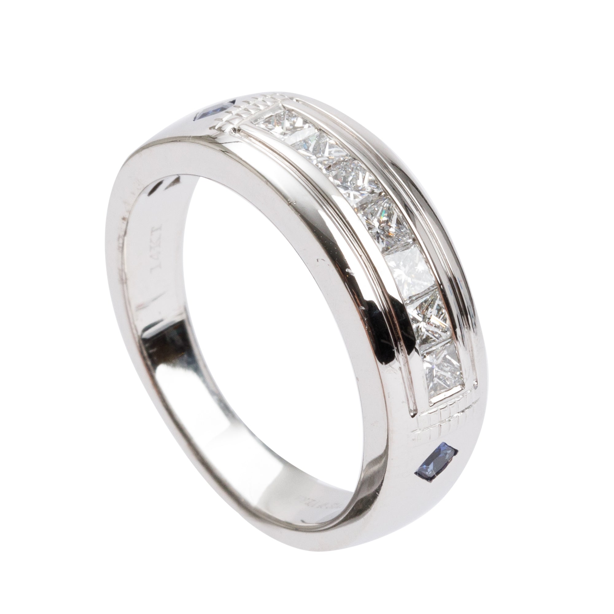 Vera Wang 14k White Gold Diamond & Sapphire Band Ring, Size 8.75