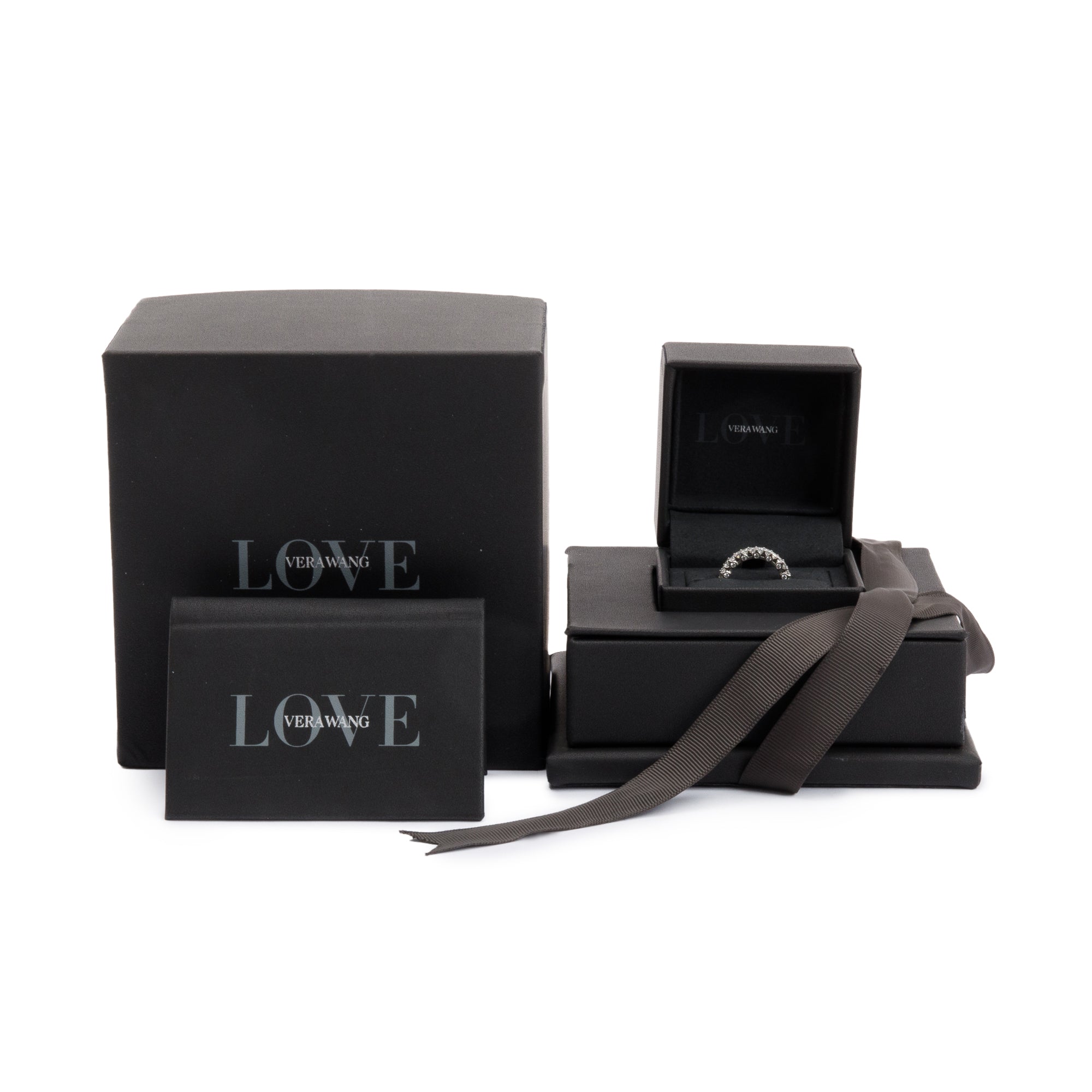 Vera Wang 14k White Gold Love Diamond Band Ring, Size 5.5 w/ Box