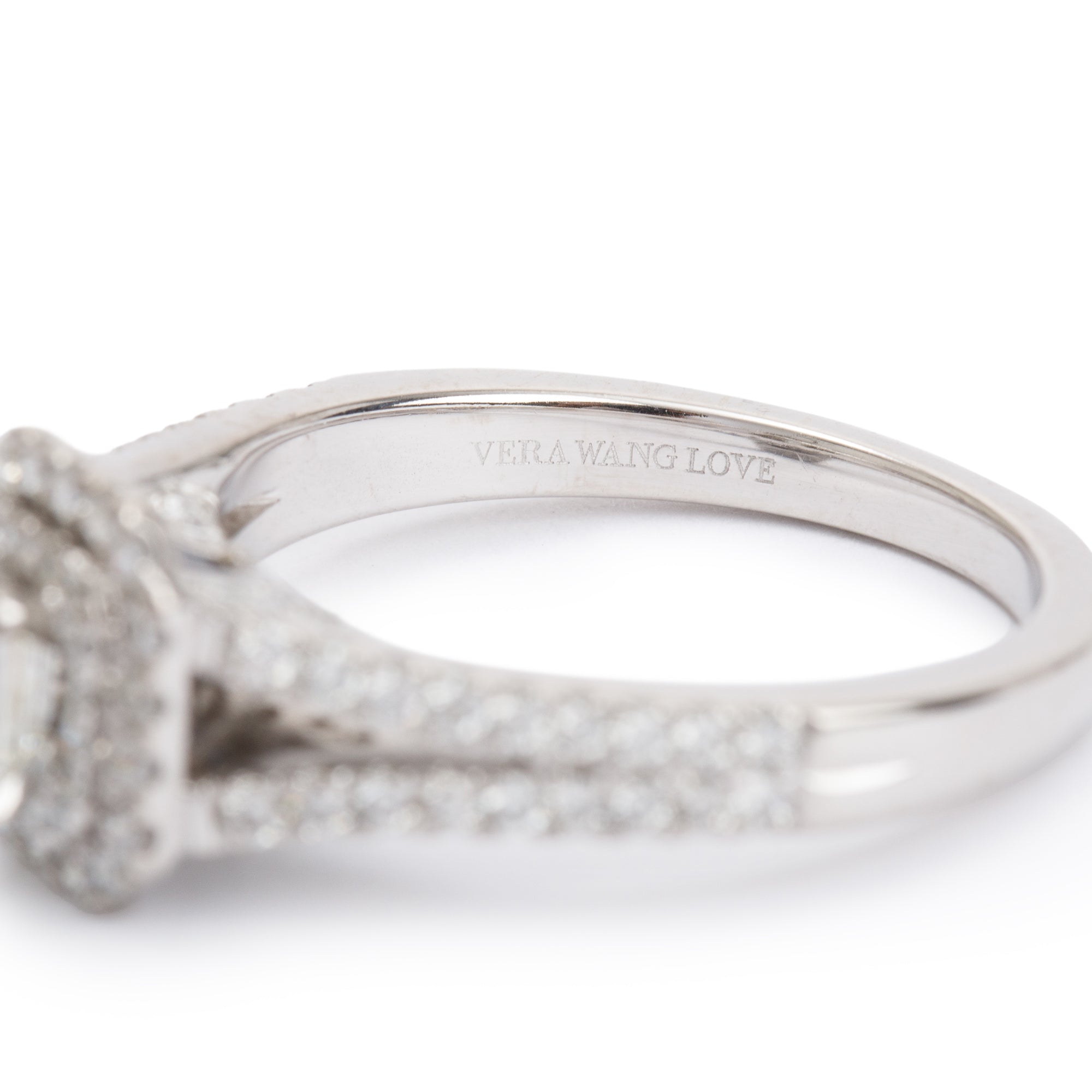 Vera Wang 14k White Gold Love Emerald Cut Diamond Engagement Ring, Size 8.75