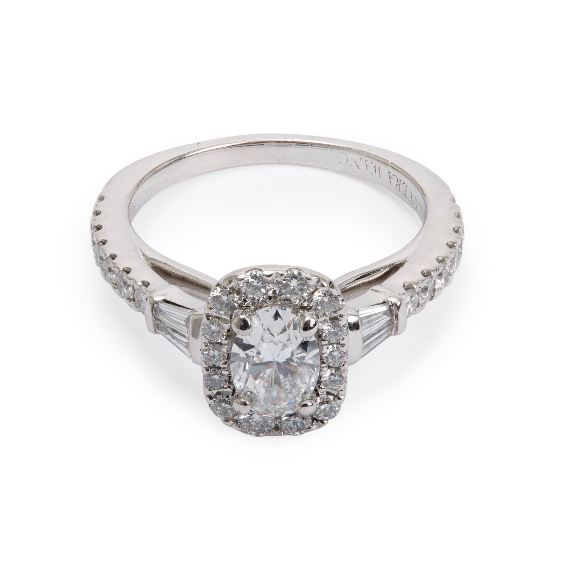 Vera Wang 14k White Gold Love Oval Shaped Diamond Engagement Ring, Size 4