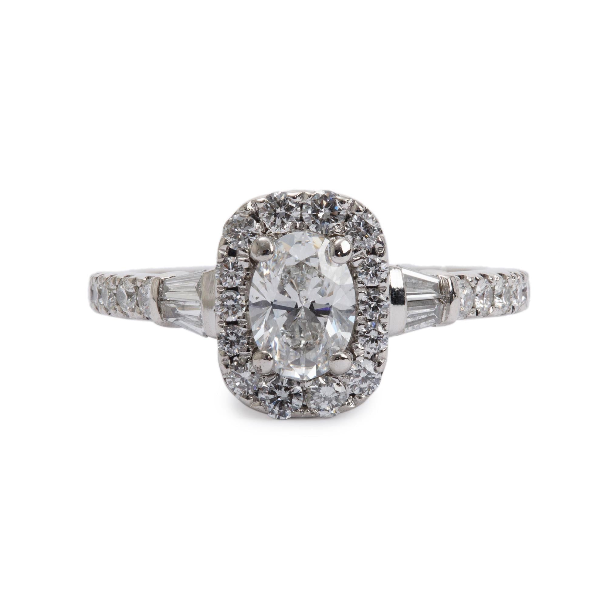 Vera Wang 14k White Gold Love Oval Shaped Diamond Engagement Ring, Size 4