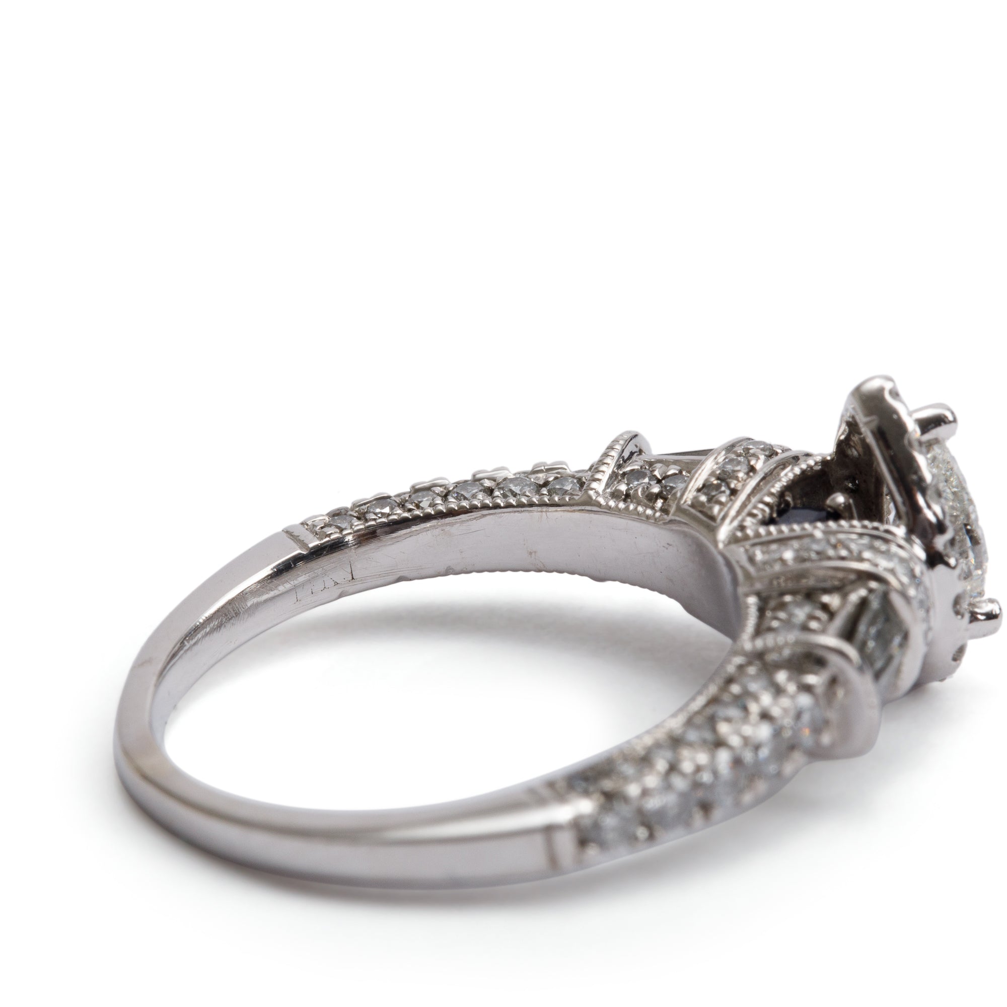 Vera Wang 14k White Gold Love Pear Shaped Cut Diamond Engagement Ring, Size 6.5 w/ Box