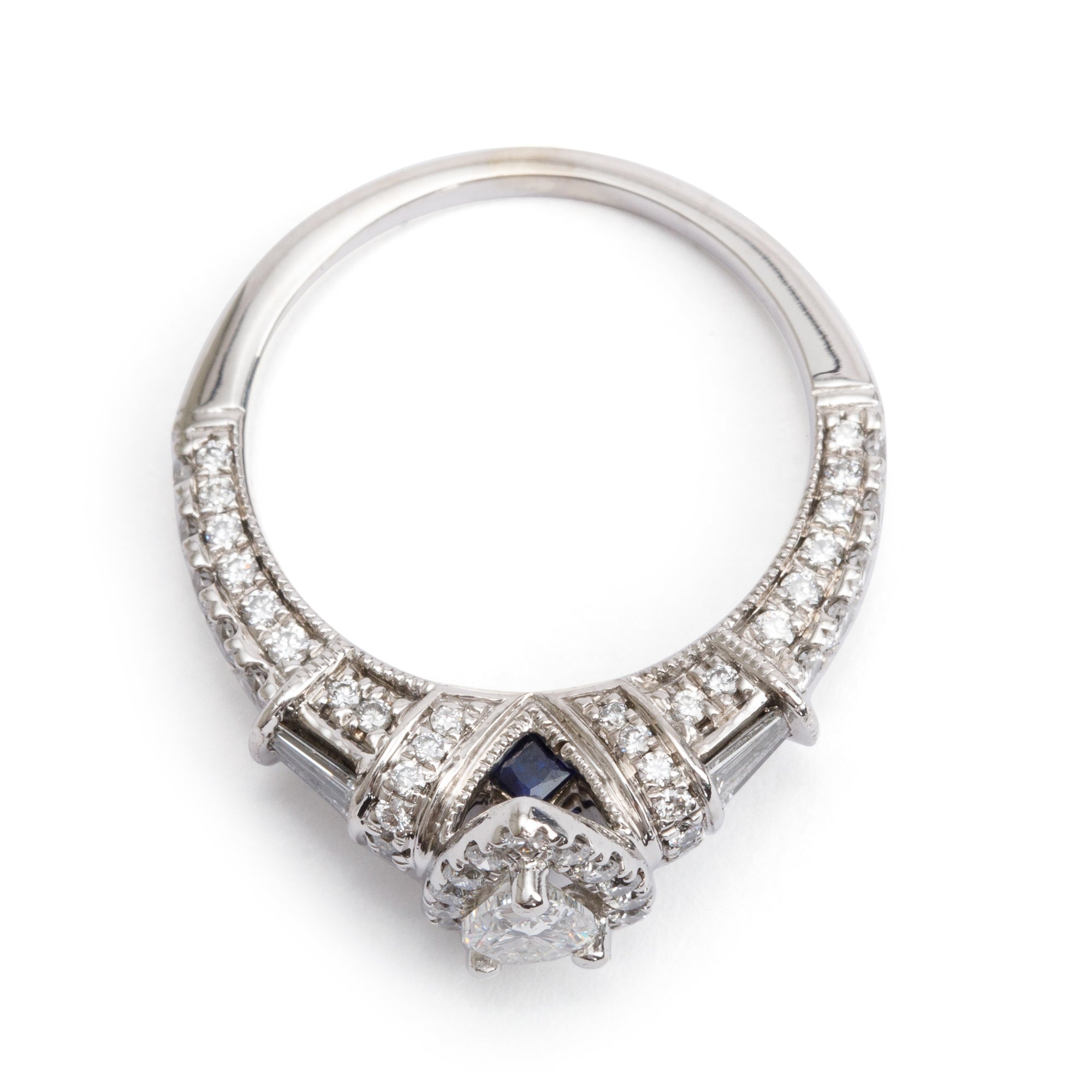 Vera Wang 14k White Gold Love Pear Shaped Cut Diamond Engagement Ring, Size 6.5 w/ Box