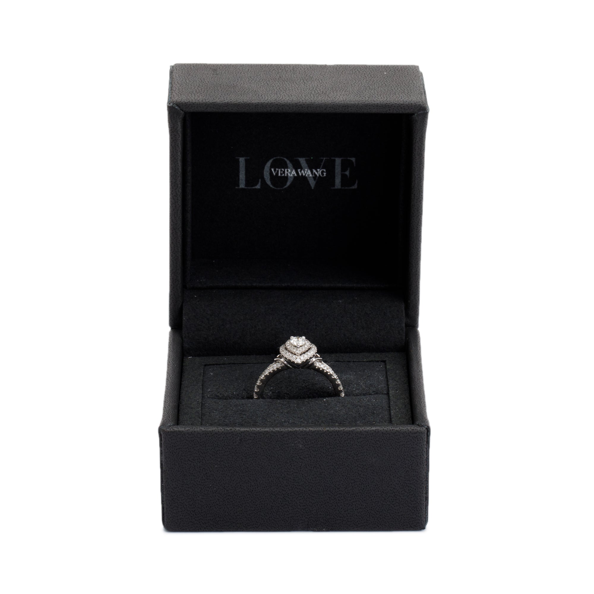 Vera Wang 14k White Gold Love Pear Shaped Diamond Engagement Ring, Size 6.75 w/ Box