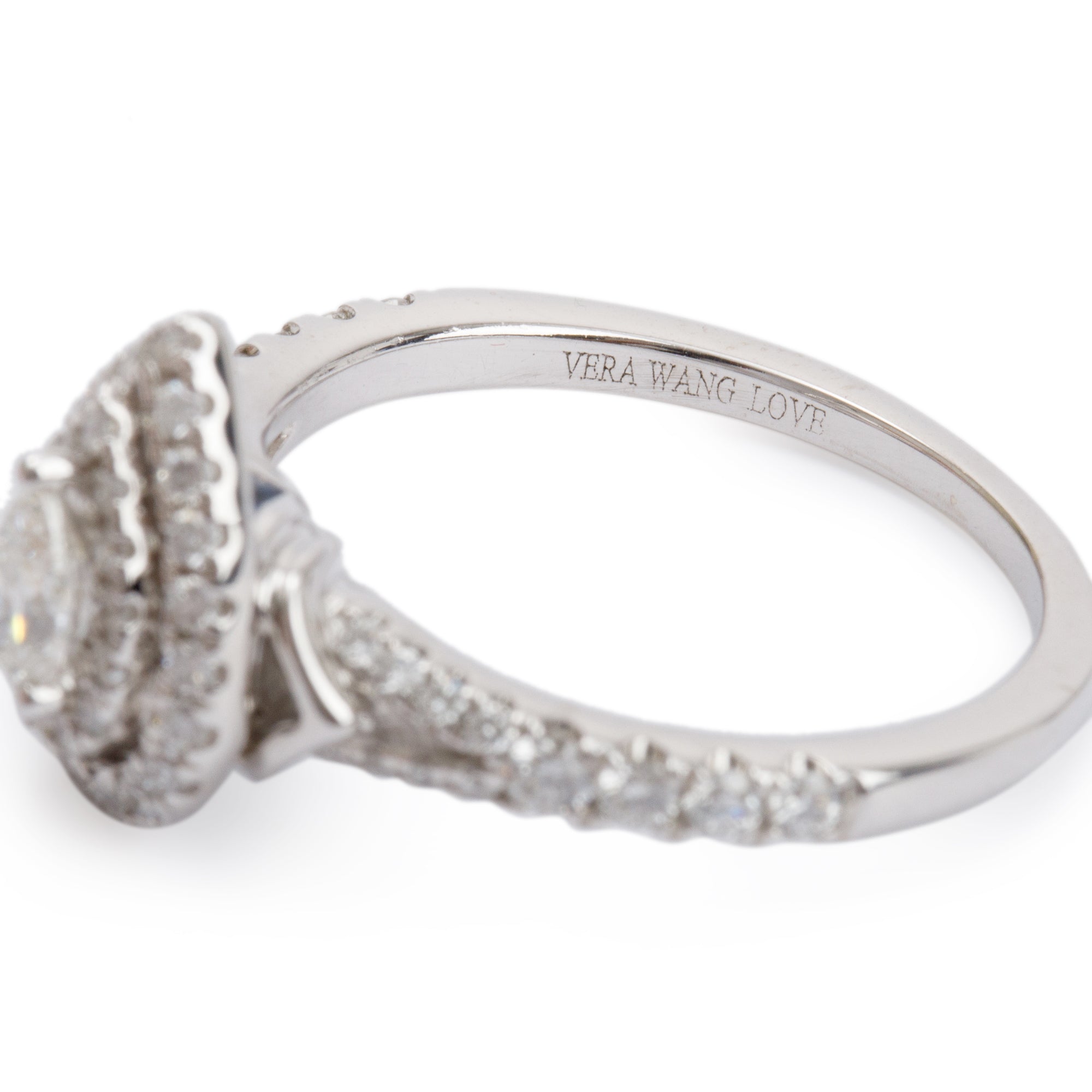 Vera Wang 14k White Gold Love Pear Shaped Diamond Engagement Ring, Size 6.75 w/ Box