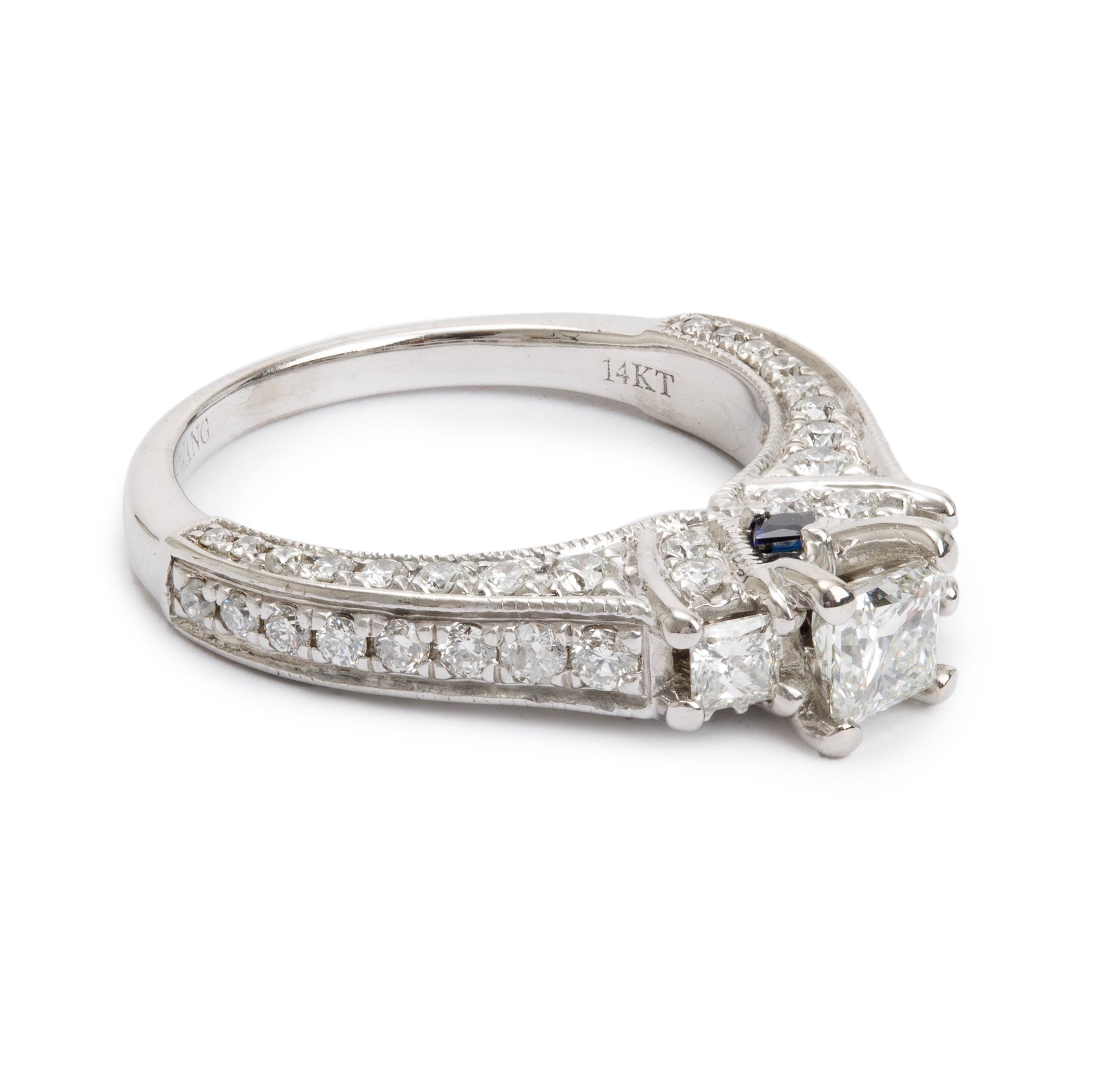 Vera Wang 14k White Gold Love Princess Cut Diamond Engagement Ring, Size 5.25