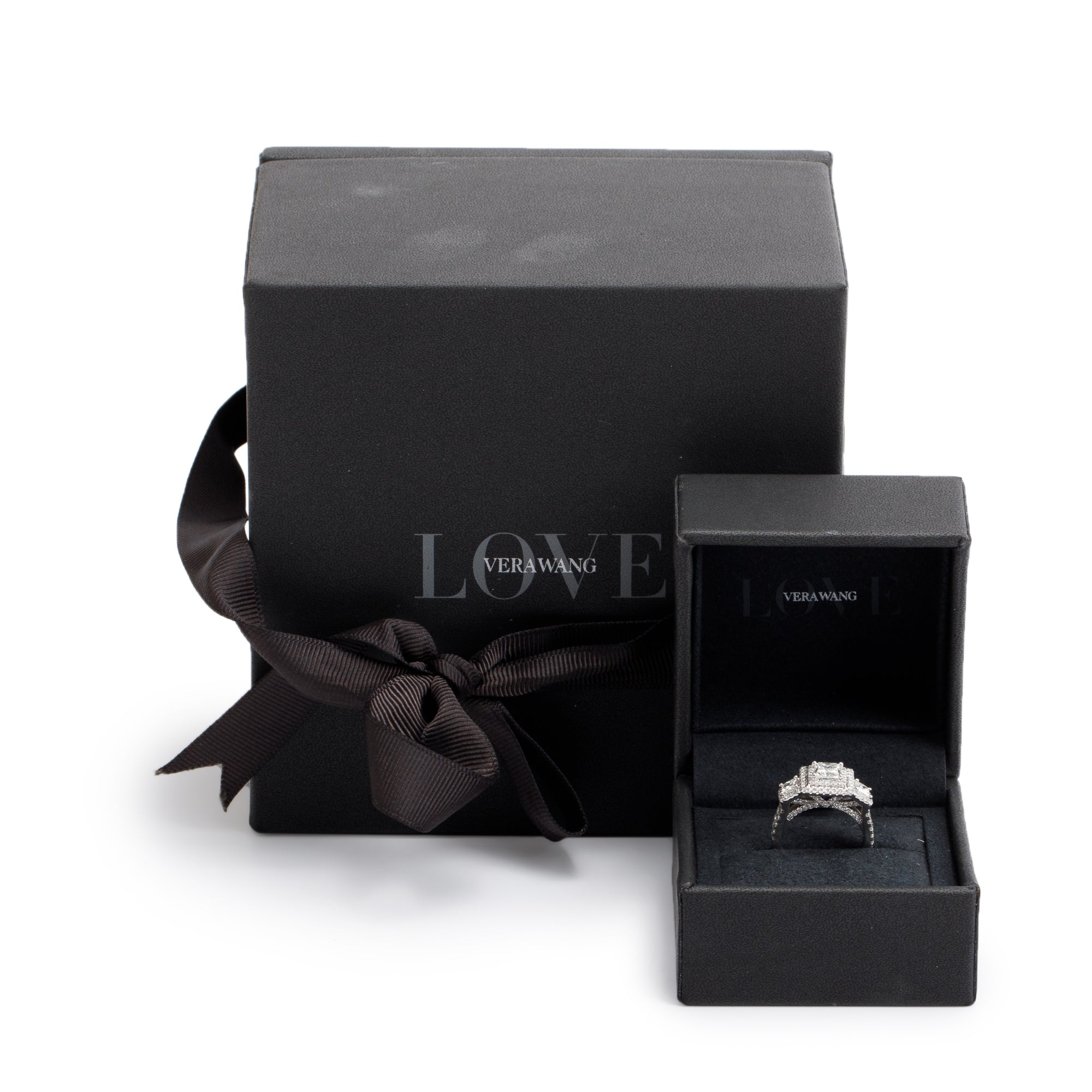 Vera Wang 14k White Gold Love Princess Cut Diamond Engagement Ring, Size 6.25 w/ Box