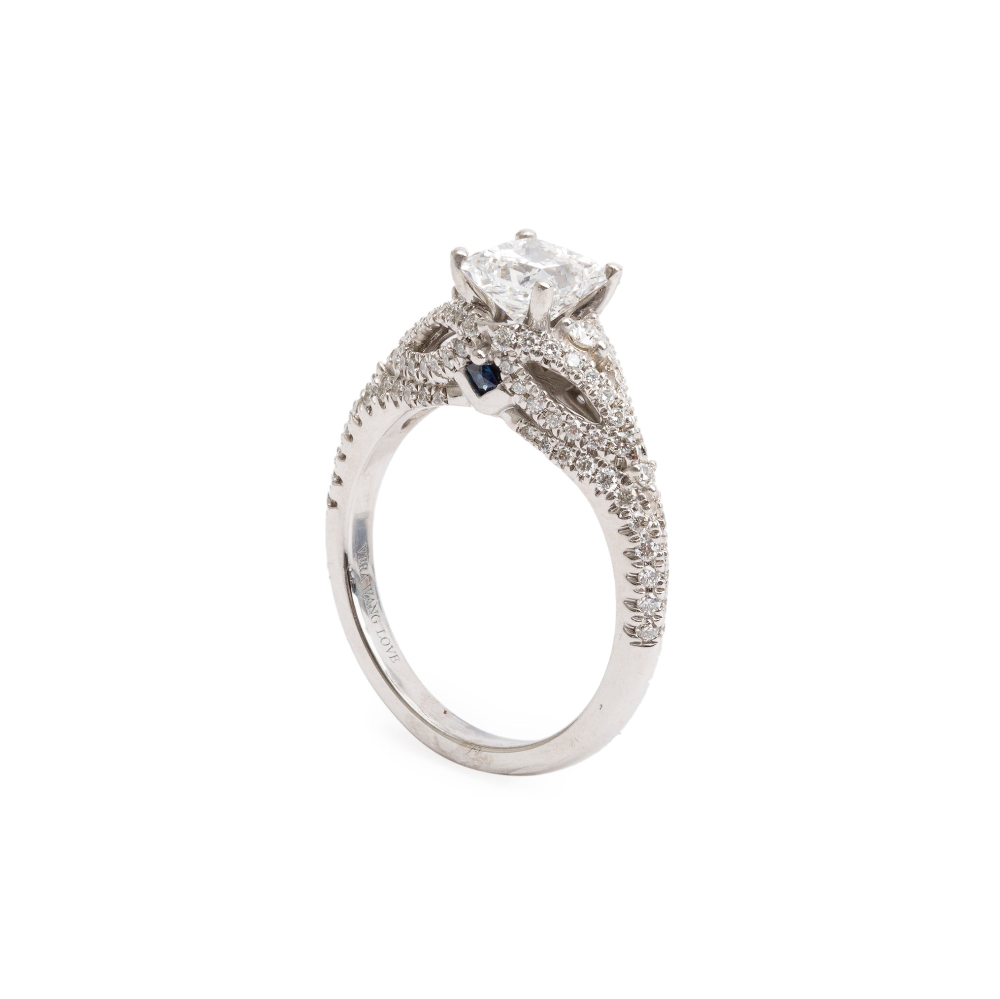 Vera Wang 14k White Gold Love Princess Cut Diamond Engagement Ring, Size 6.5 w/ Authenticity Card