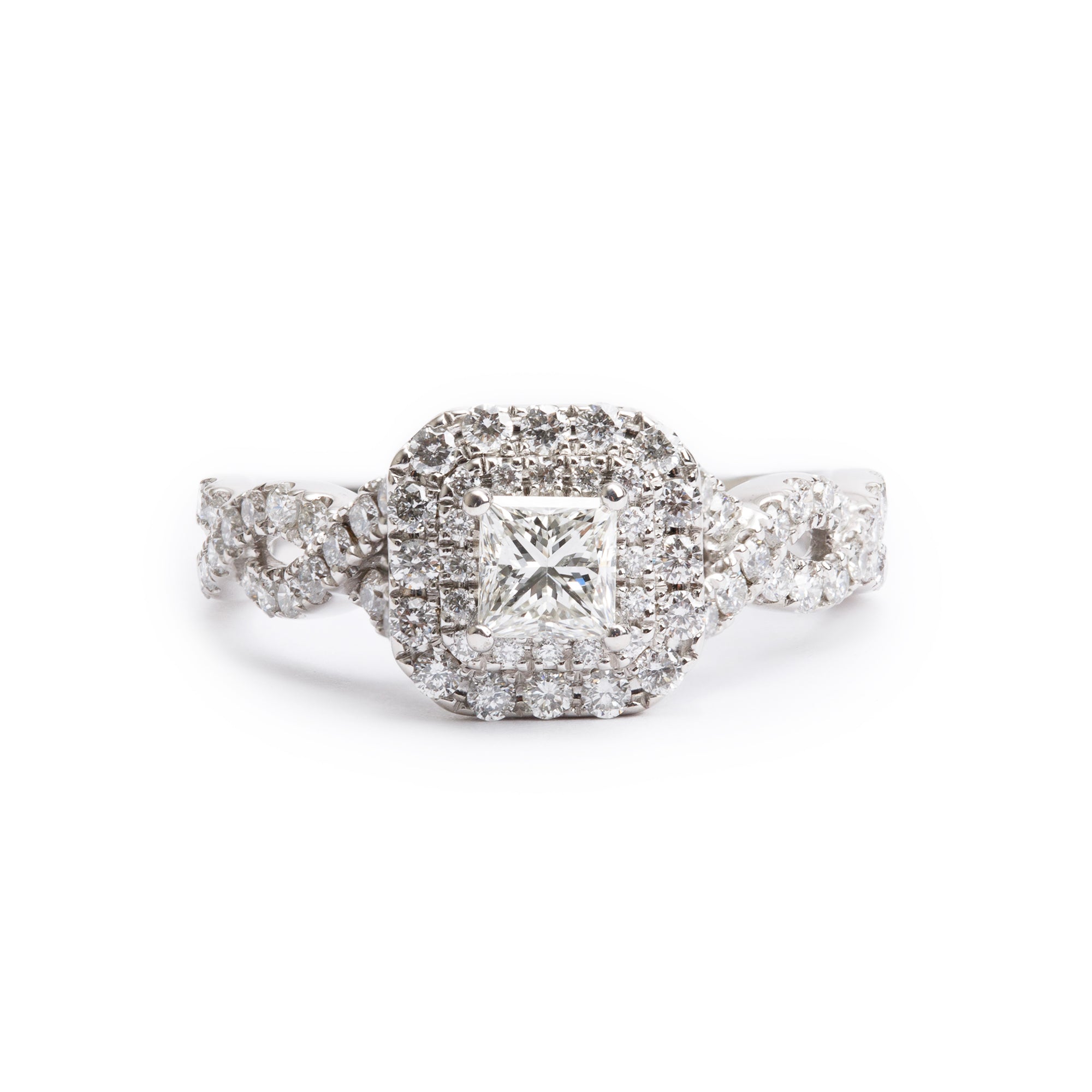 Vera Wang 14k White Gold Love Princess Cut Diamond Engagement Ring, Size 6.5