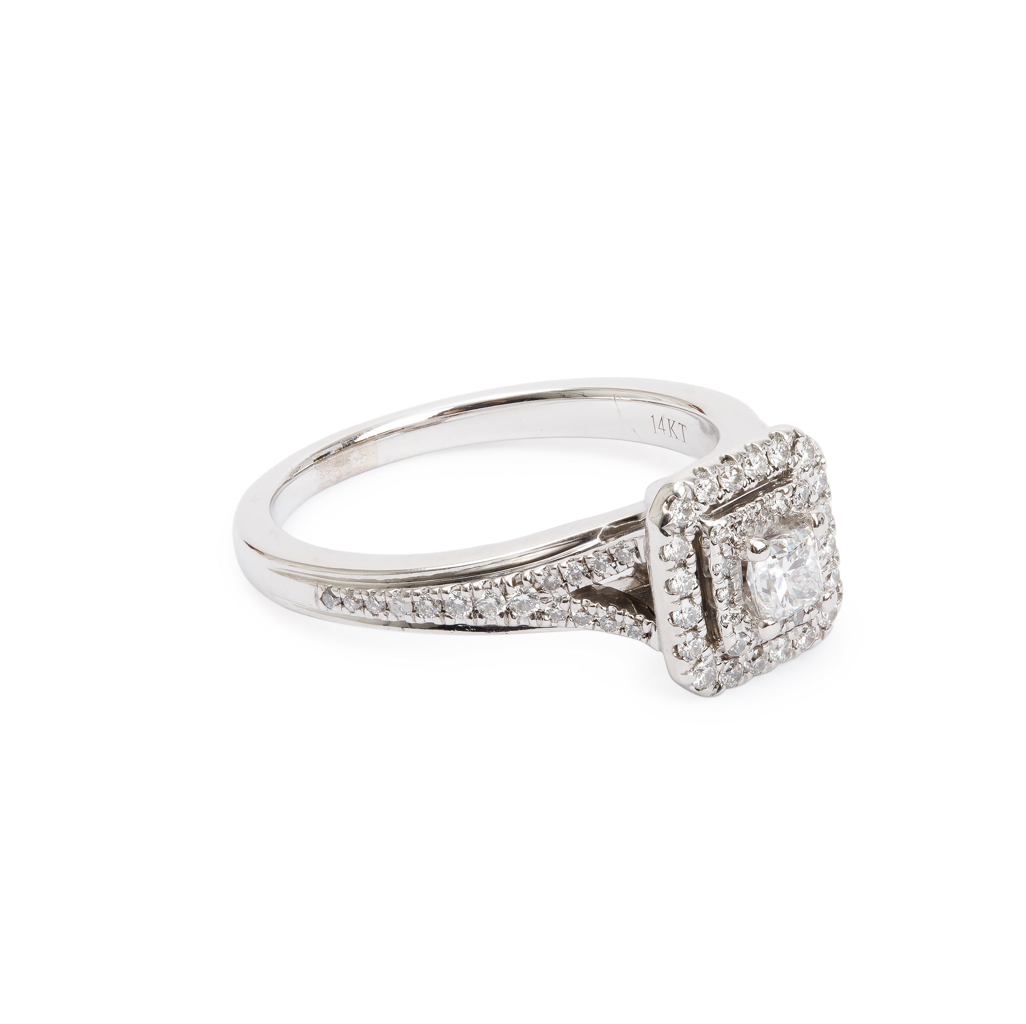 Vera Wang 14k White Gold Love Princess Cut Diamond Engagement Ring, Size 8