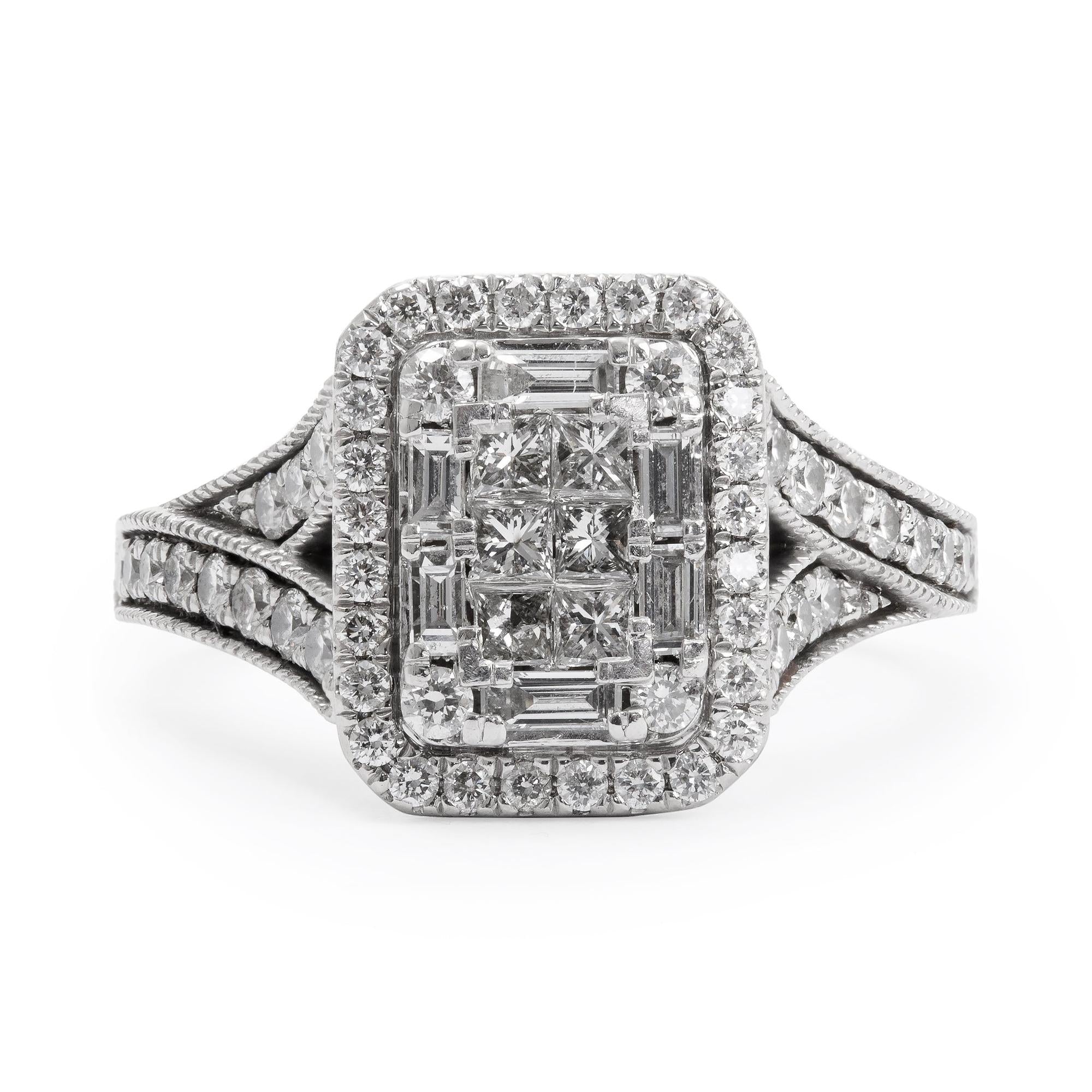 Vera Wang 14k White Gold Love Princess Cut Diamond Engagement Ring, Size 8