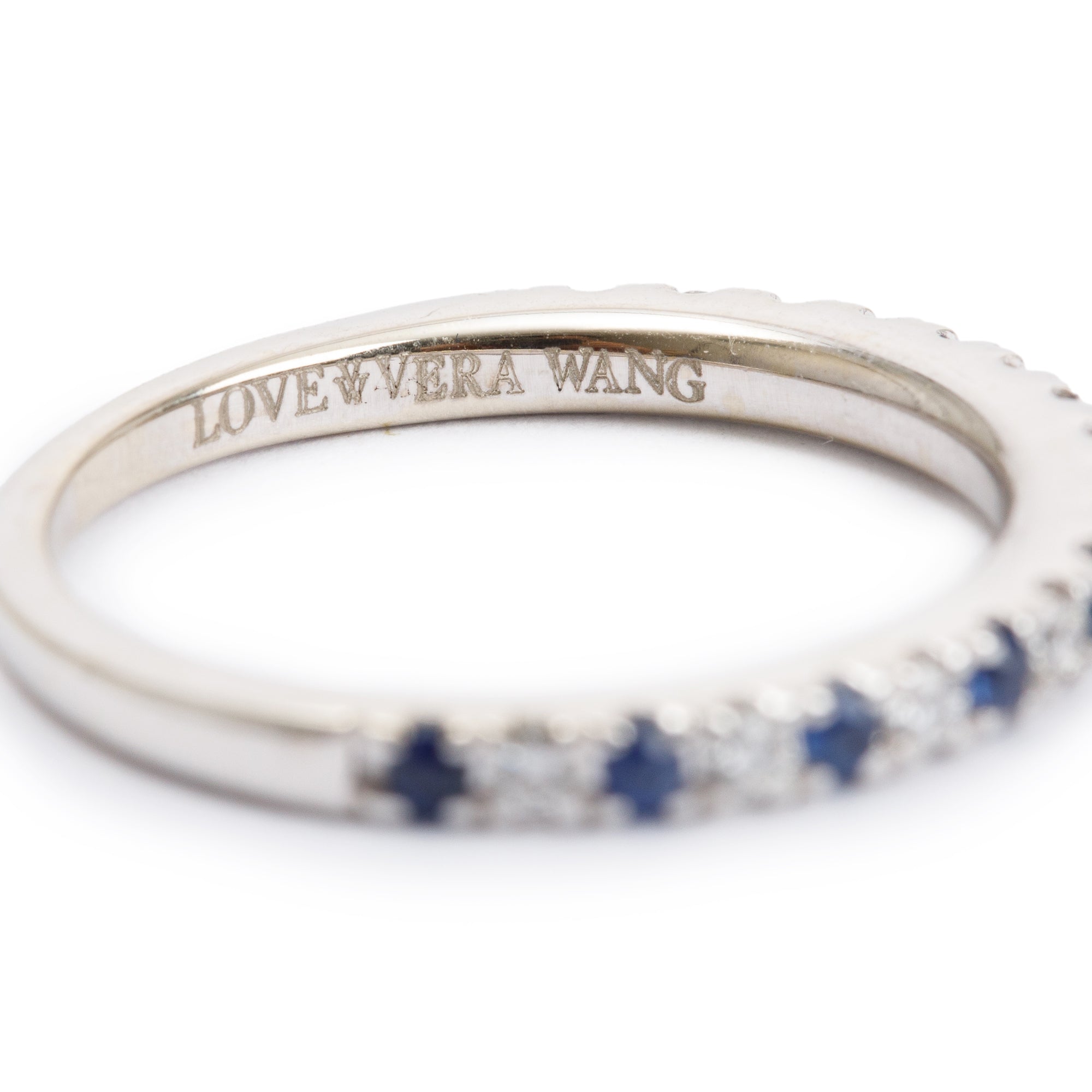 Vera Wang 14k White Gold Love Sapphire & Diamond Band Ring, Size 5.5