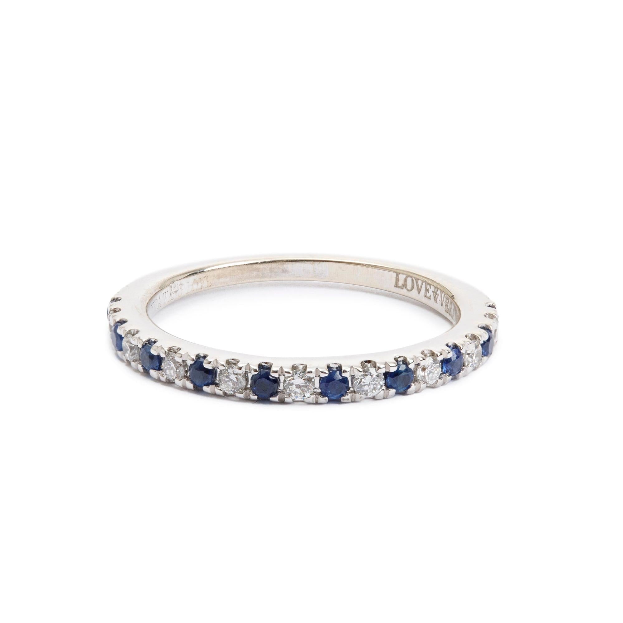 Vera Wang 14k White Gold Love Sapphire & Diamond Band Ring, Size 5.5