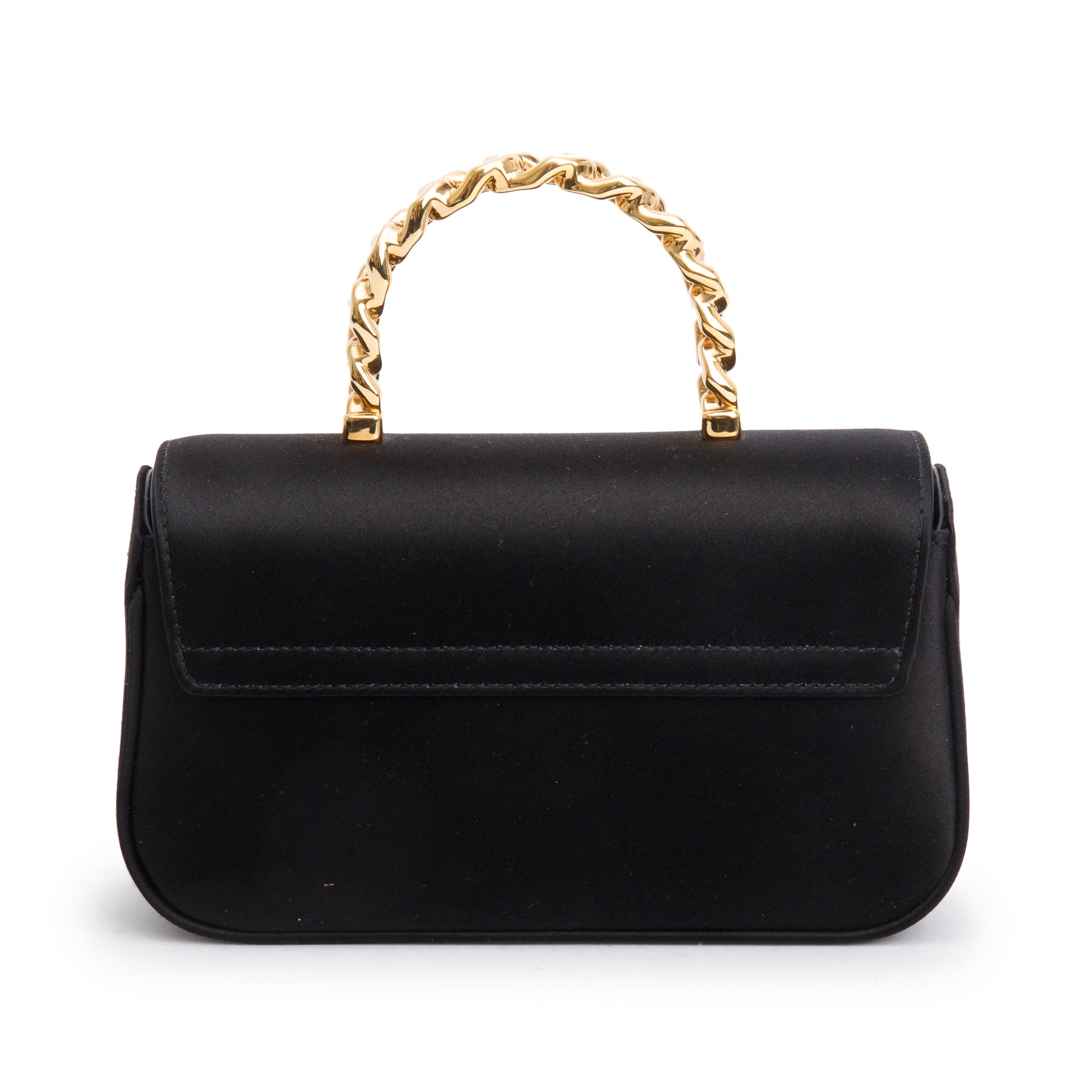 Versace 2024 Black Satin La Medusa Mini Handle Bag w/ Strap, Box & Receipt