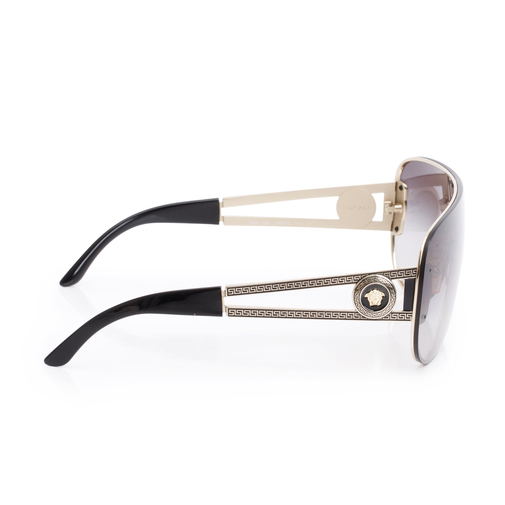 Versace 2166 Gold-Plated Medusa Shield Sunglasses w/ Case