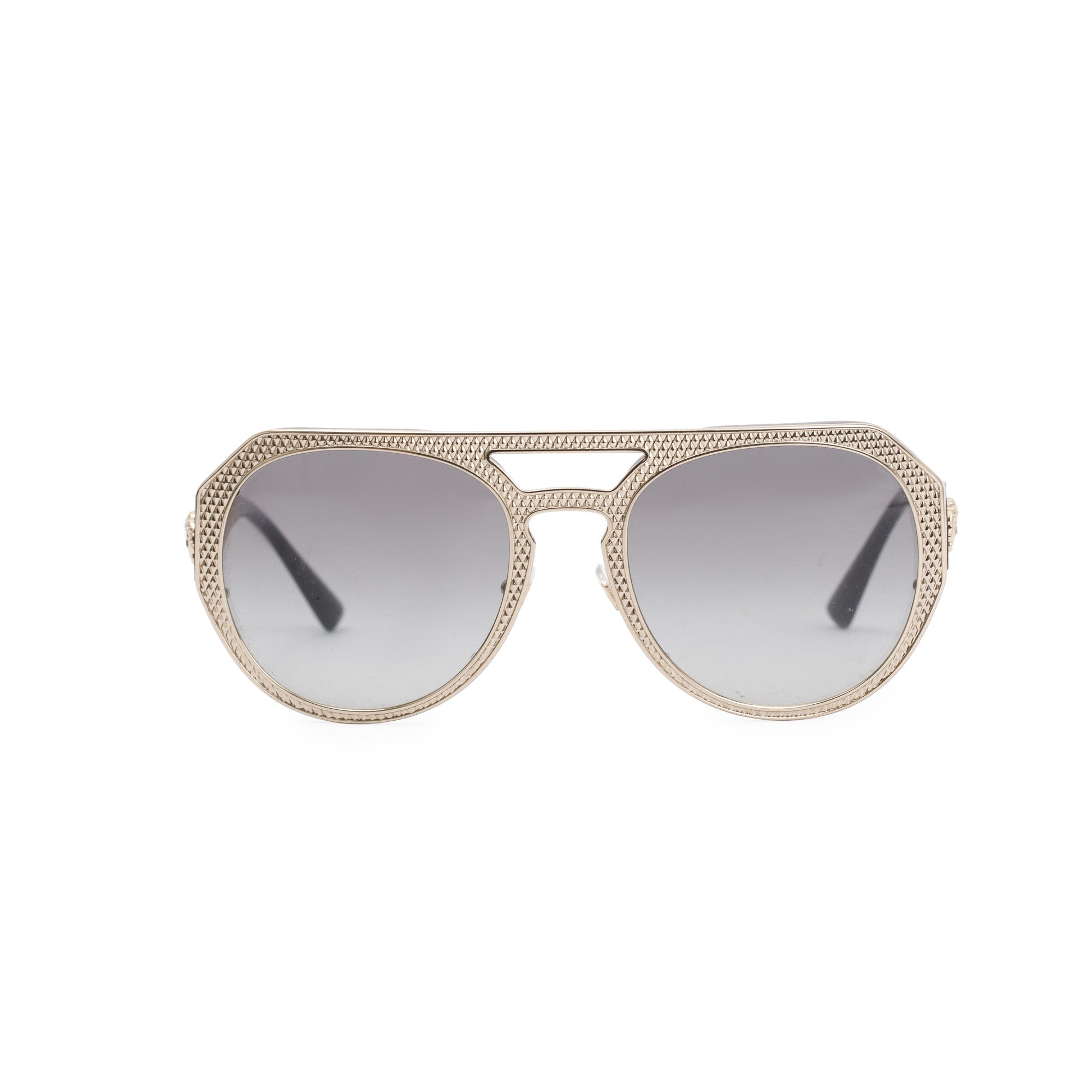 Versace 2175 Gold Tone Metal Medusa Aviator Sunglasses w/ Case