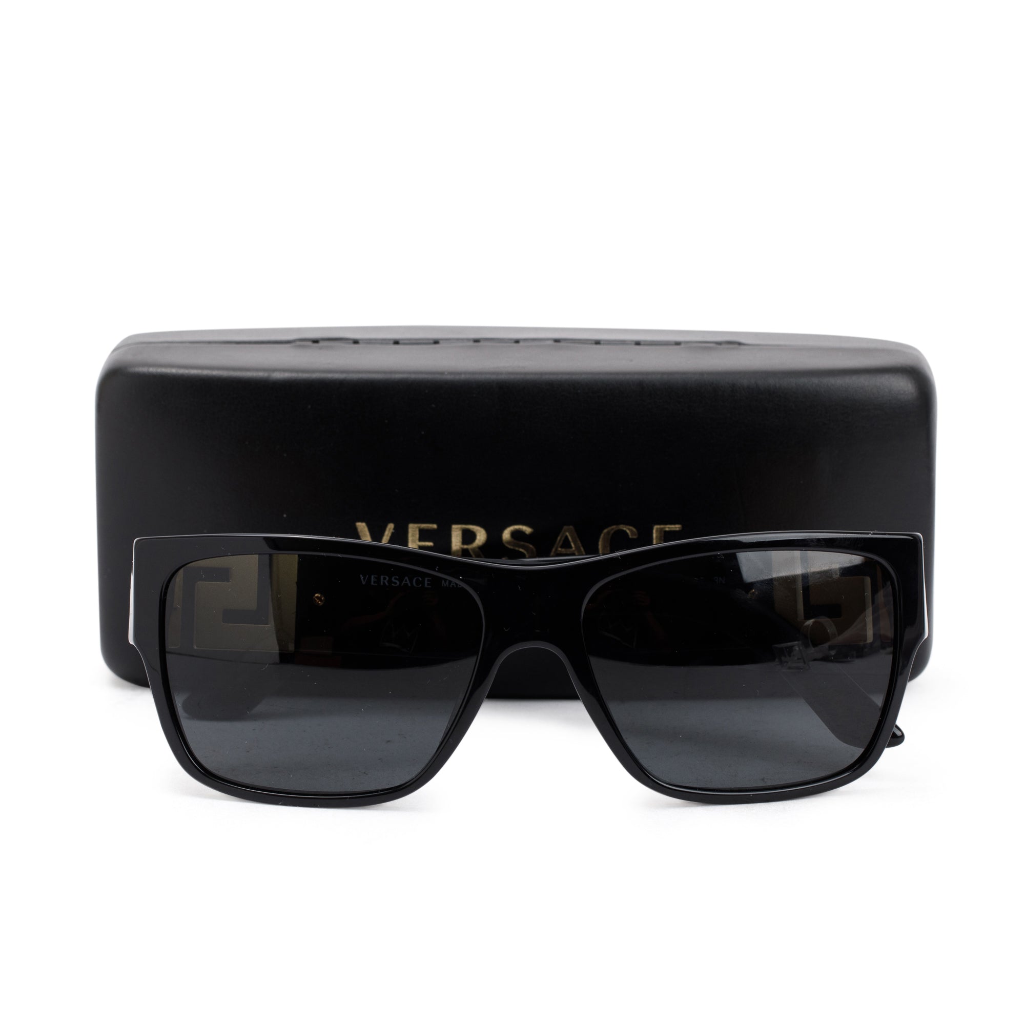 Versace 4296 Black Acetate Greca Sunglasses w/ Case