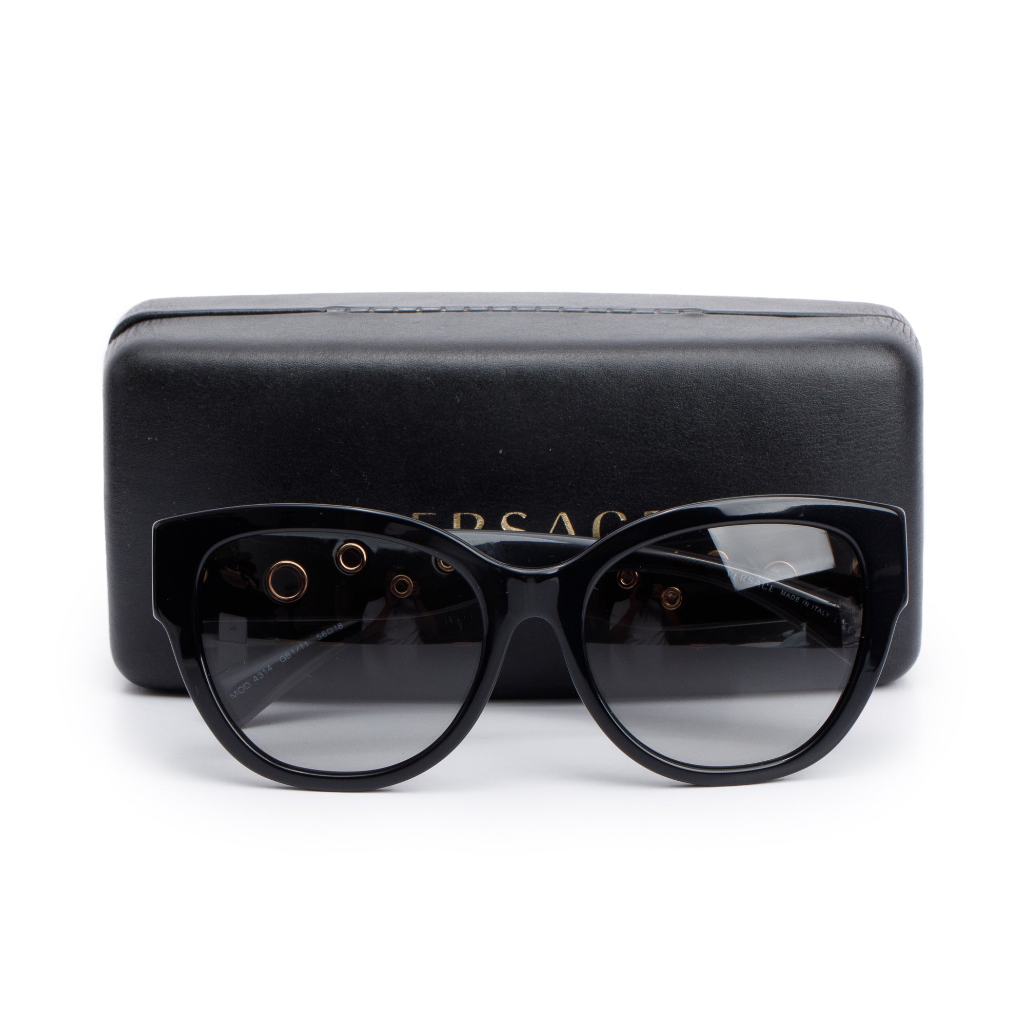 Versace 4314 Black Acetate Medusa Cat Eye Sunglasses w/ Case