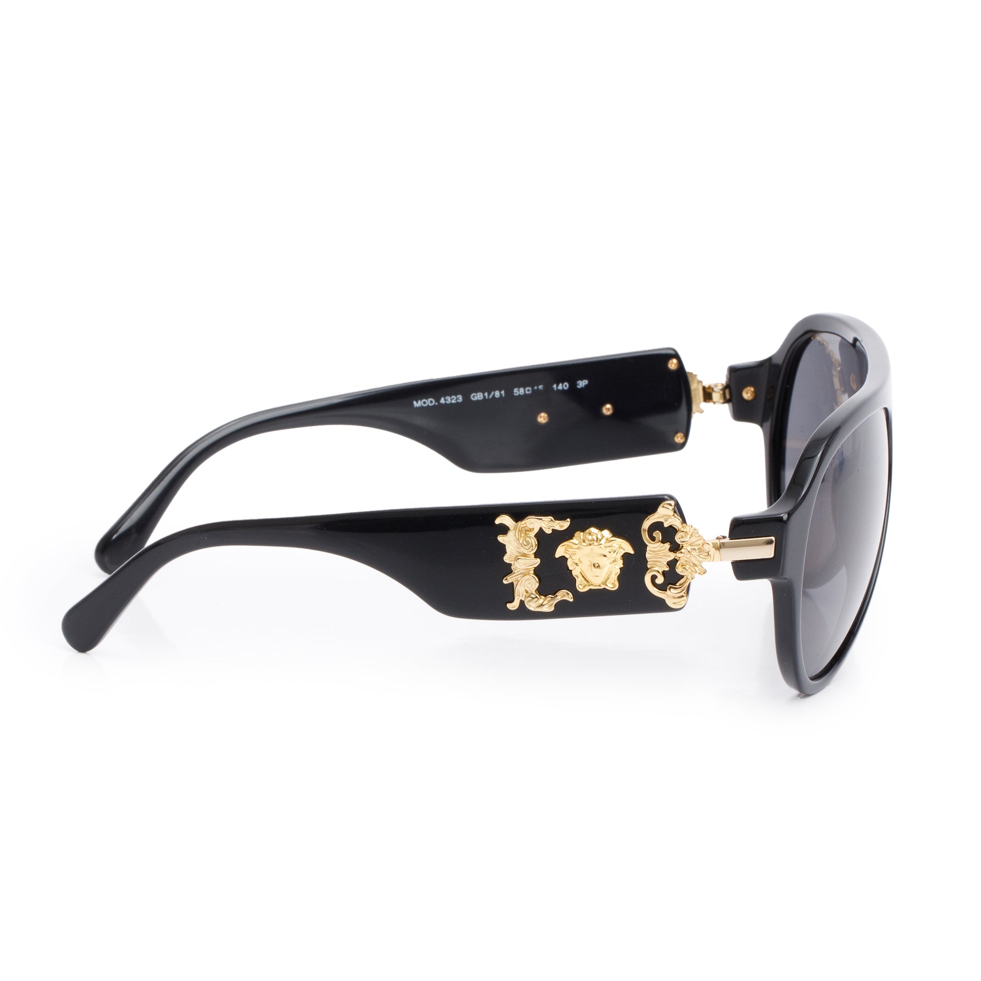 Versace 4323 Black Acetate Rock Icon Medusa Polarized Sunglasses w/ Case