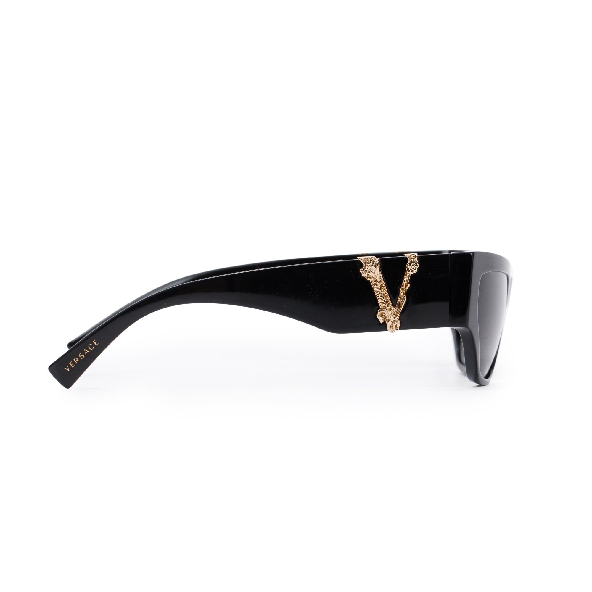 Versace 4383 Black Acetate Virtus Barocco V Logo Sunglasses w/ Box & Case