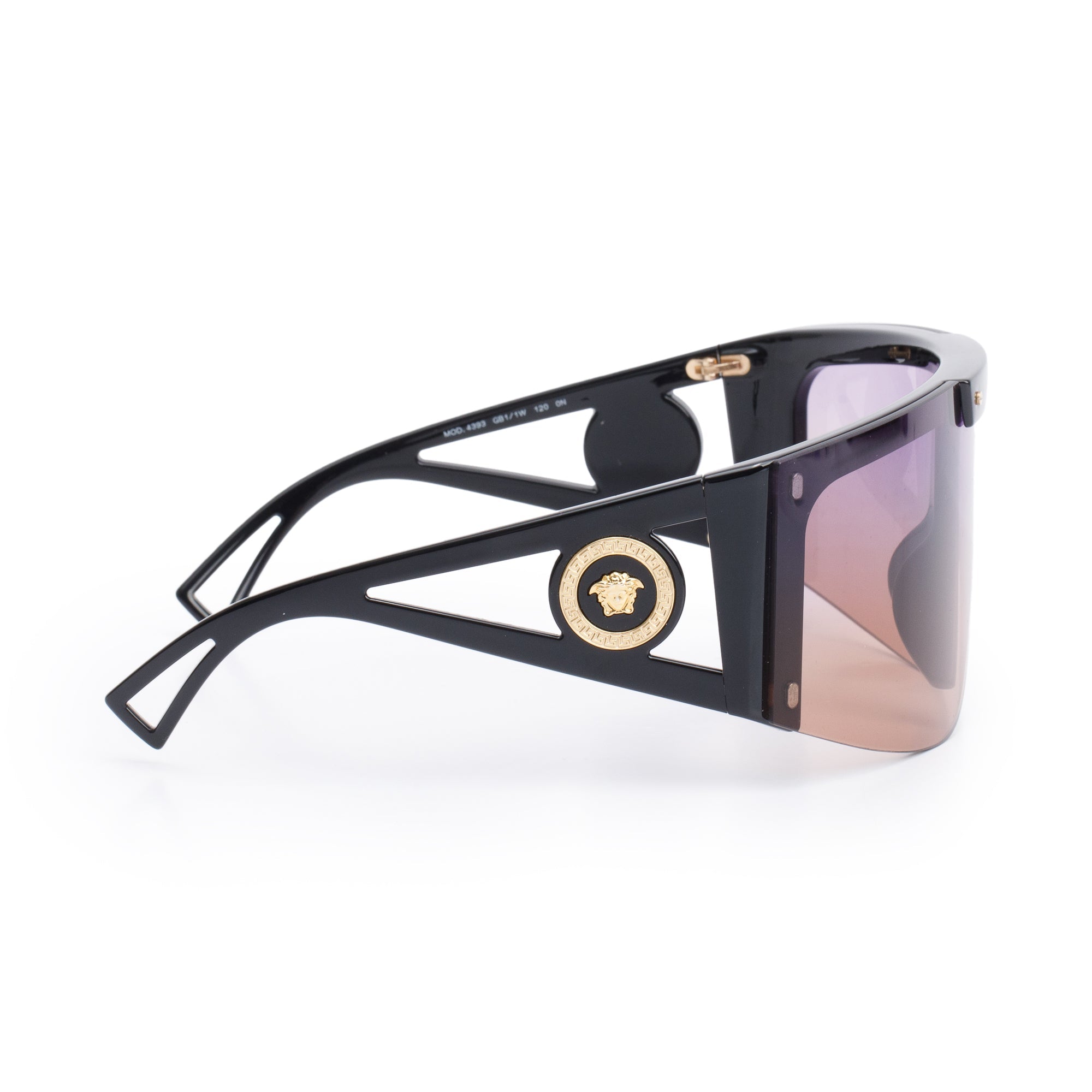 Versace 4393 Black Acetate Medusa Shield Sunglasses w/ Box & Case