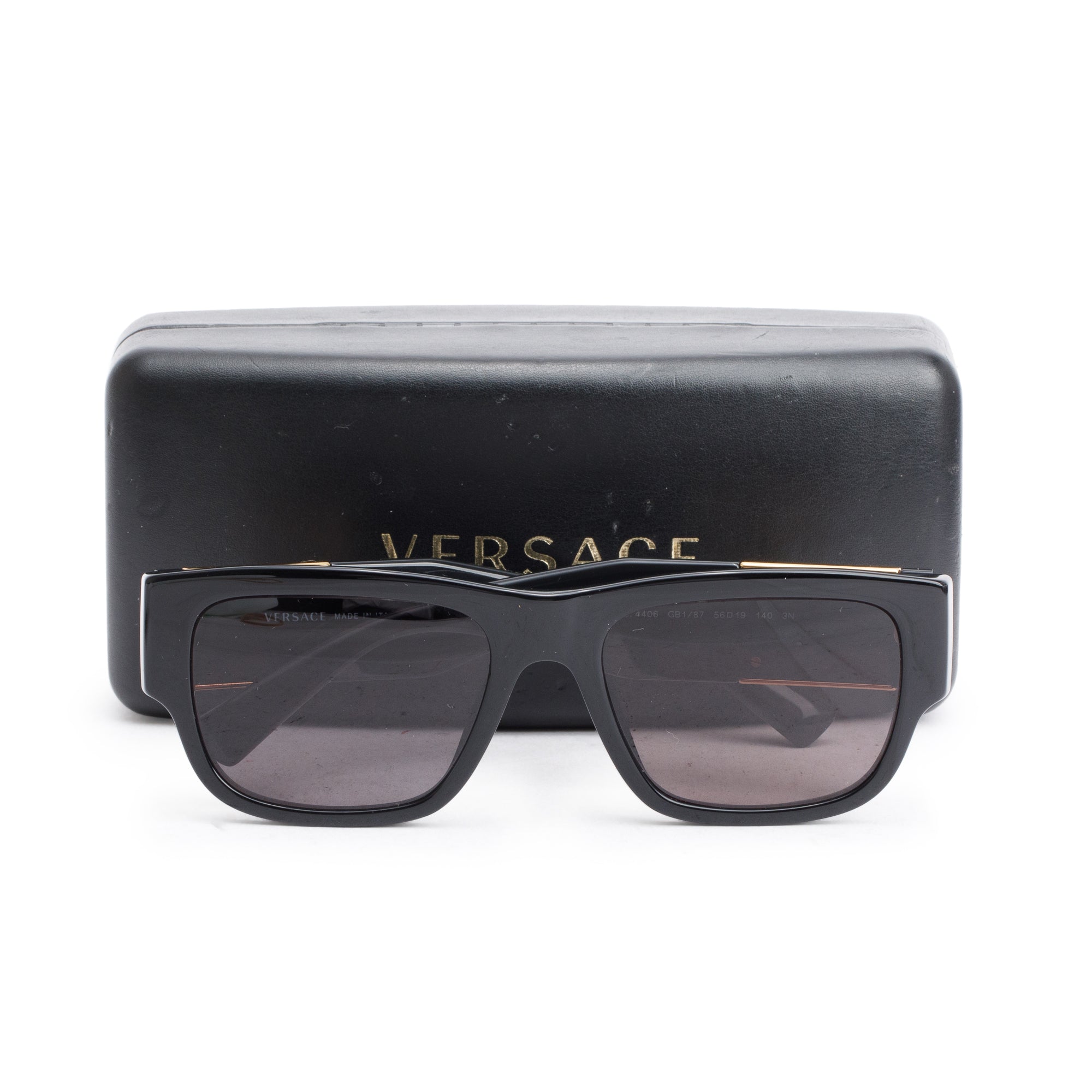 Versace 4406 Black Acetate Medusa Square Sunglasses w/ Case