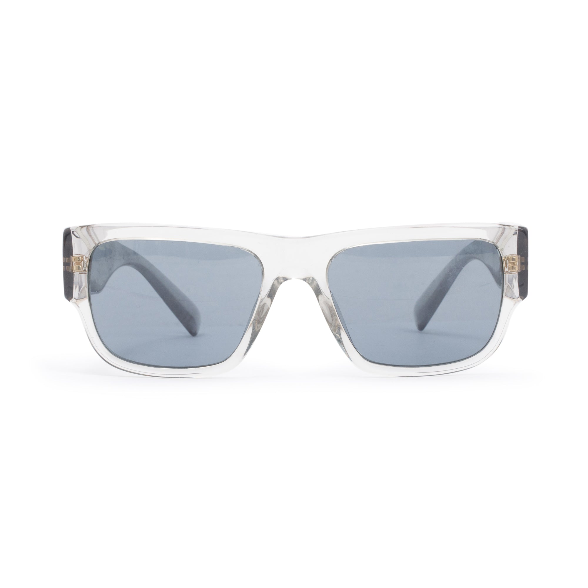 Versace 4406 Clear Acetate Gold Tone Metal Medusa Legend Squared Sunglasses w/ Case