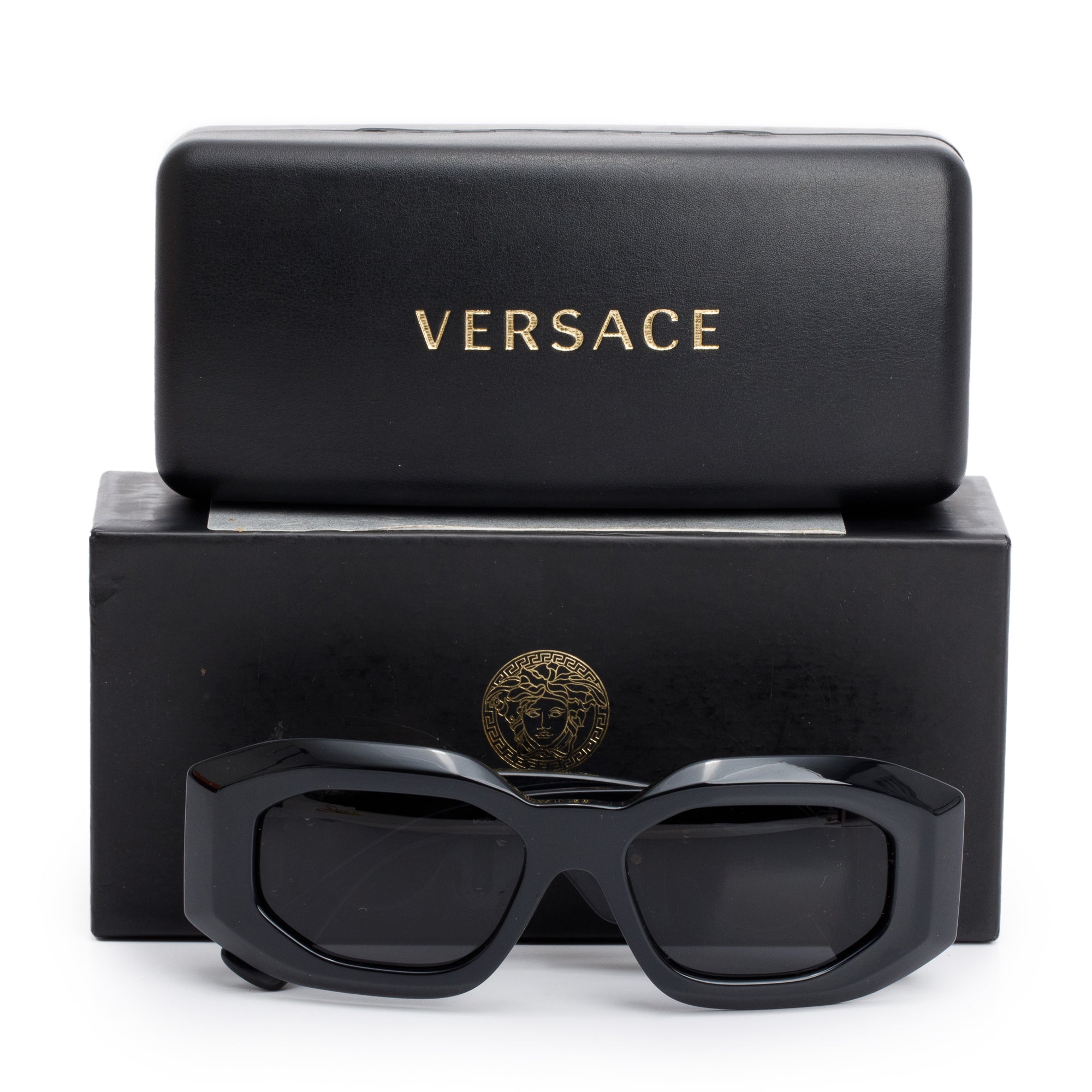 Versace 4425U Black Acetate Medusa Biggie Sunglasses w/ Box & Case