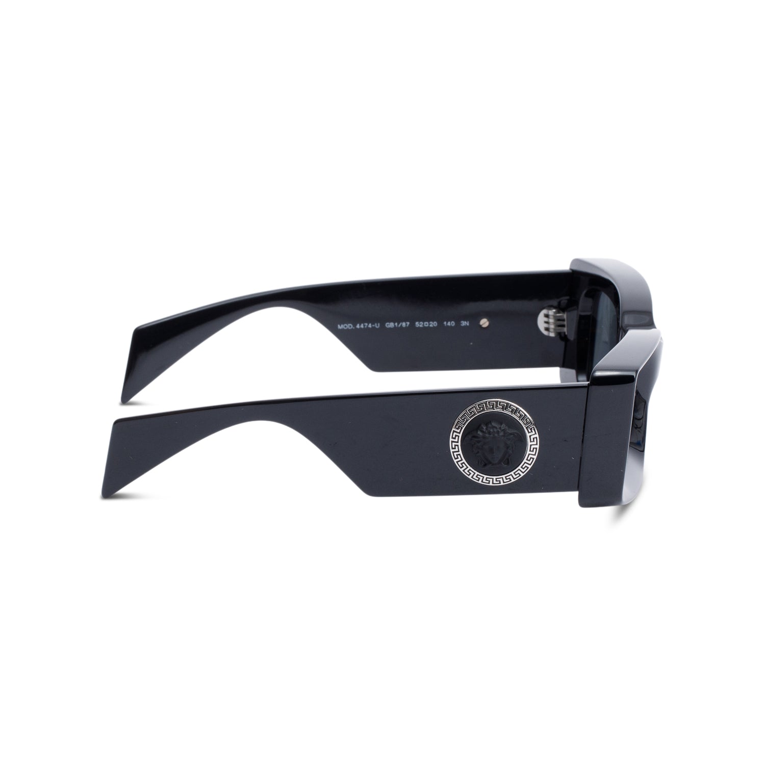 Versace 4474-U Black Acetate Medusa Medallion Rectangular Sunglasses w/ Case