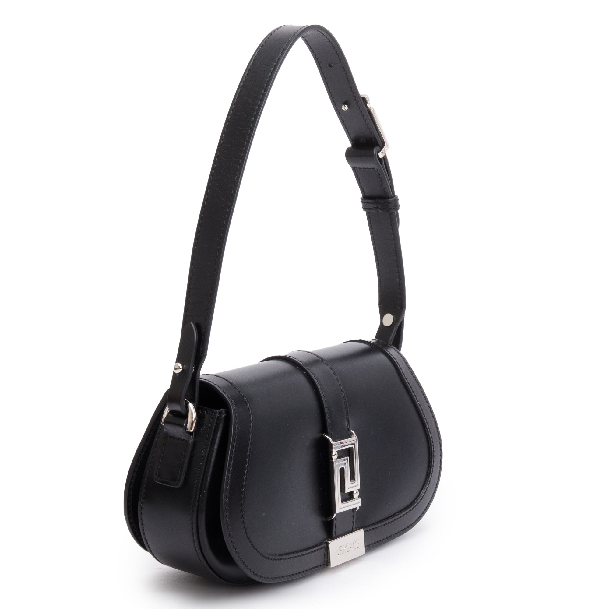 Versace Black Calf Leather Mini Greca Goddess Shoulder Bag w/ Box