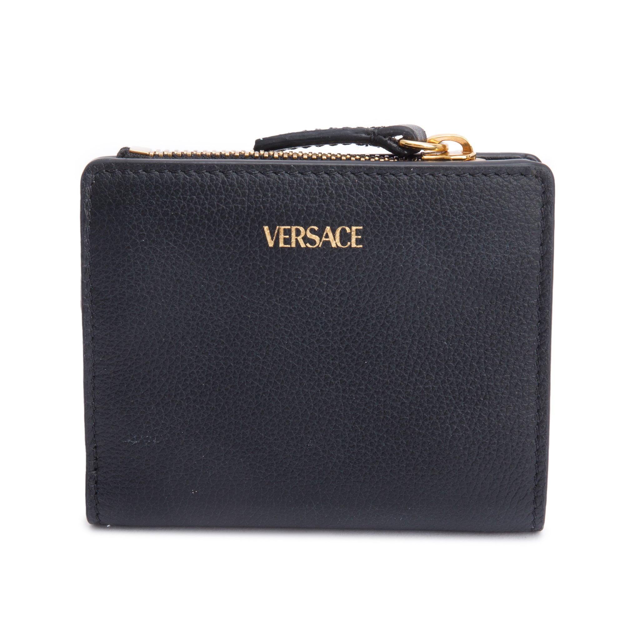 Versace Black Calfskin Leather La Medusa Bifold Wallet w/ Box