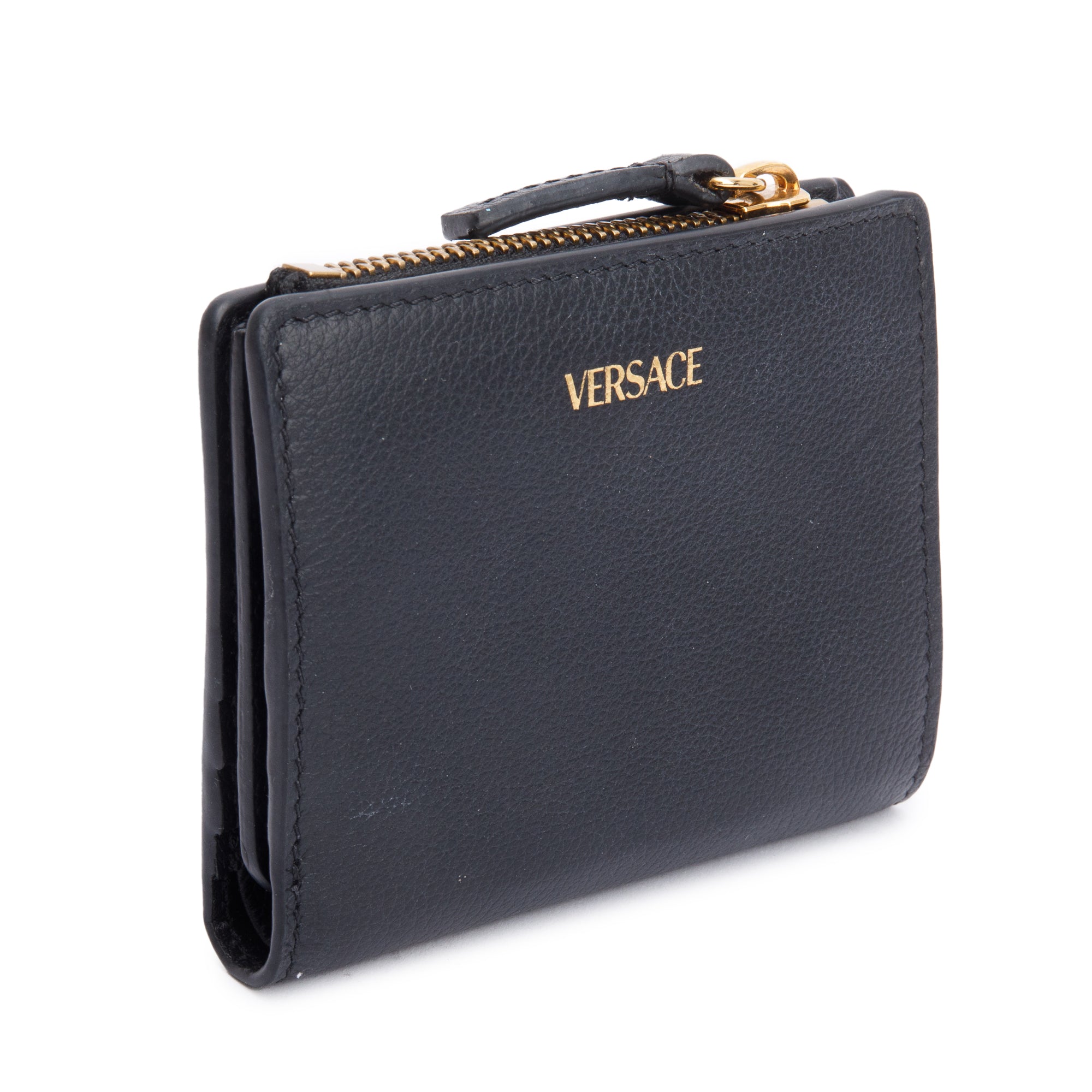 Versace Black Calfskin Leather La Medusa Bifold Wallet w/ Box