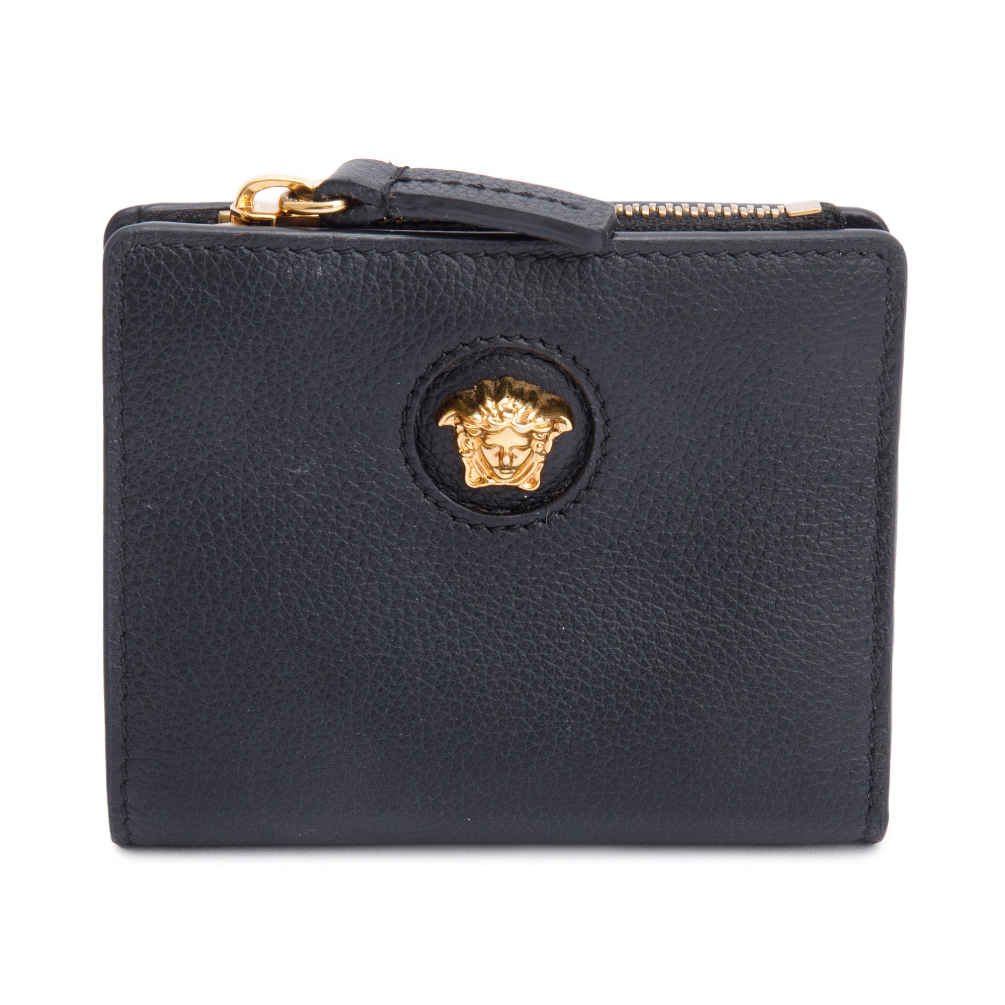 Versace Black Calfskin Leather La Medusa Bifold Wallet w/ Box