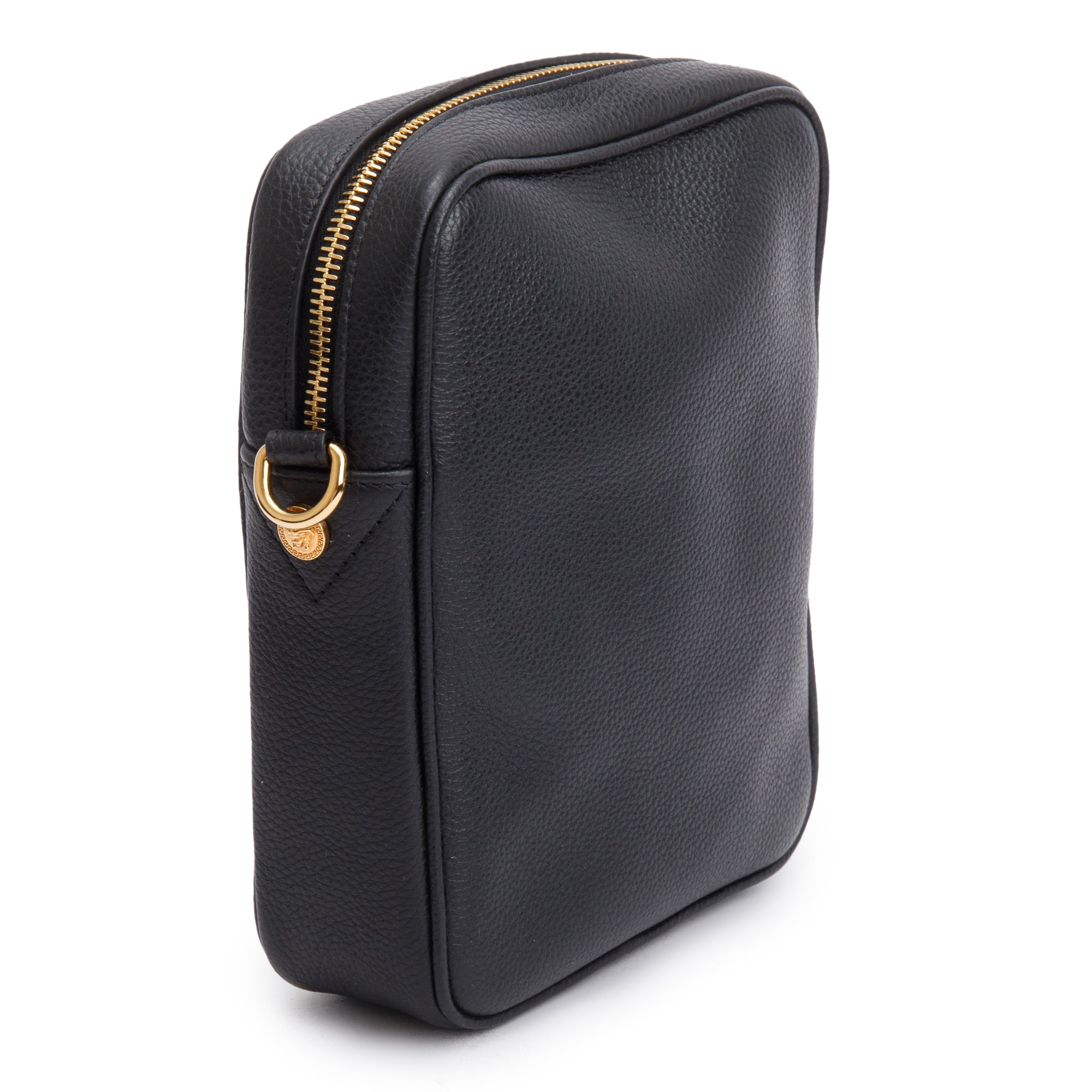 Versace Black Calfskin Leather Medusa Biggie Crossbody Bag