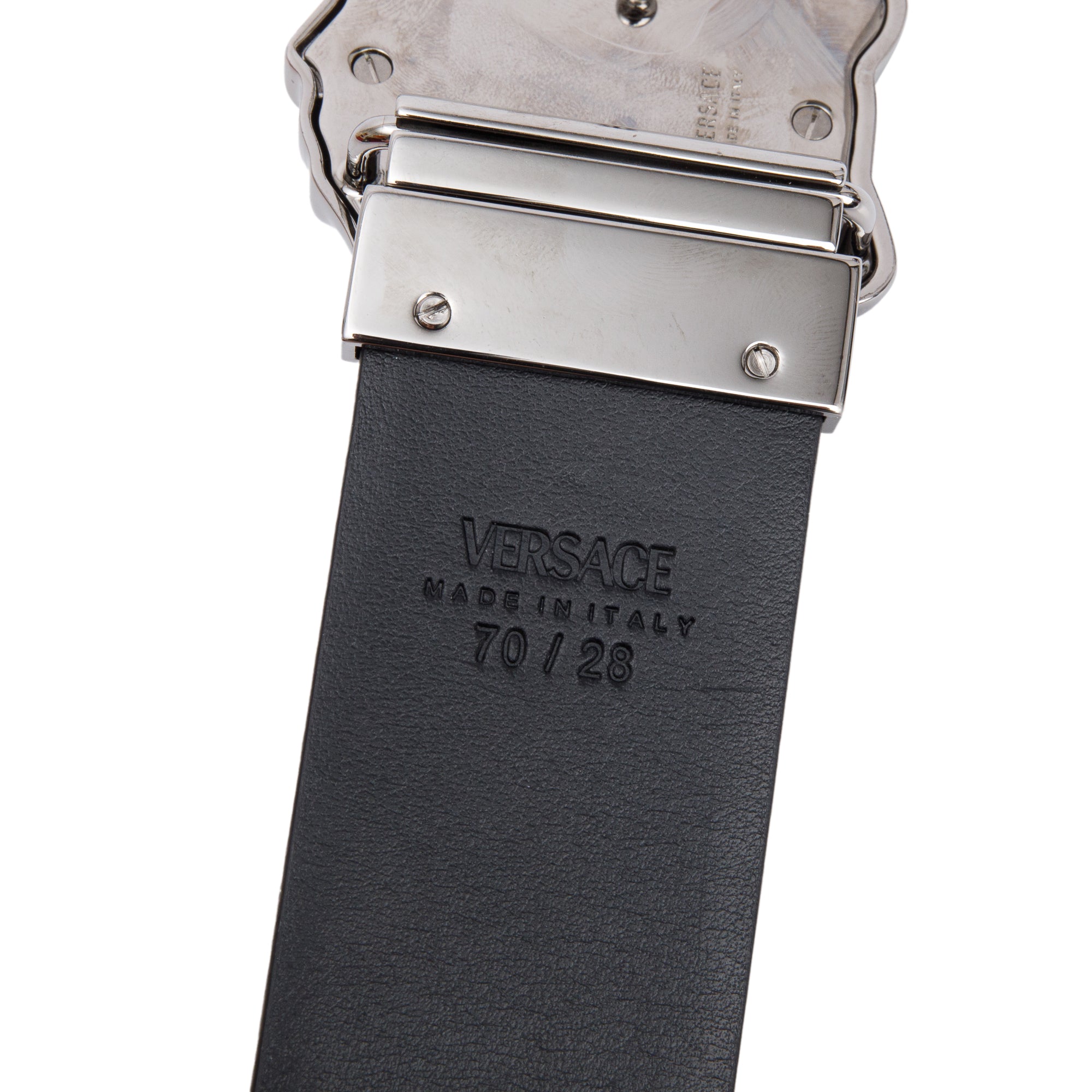 Versace Black Classic La Medusa Greca Leather Belt 70 23