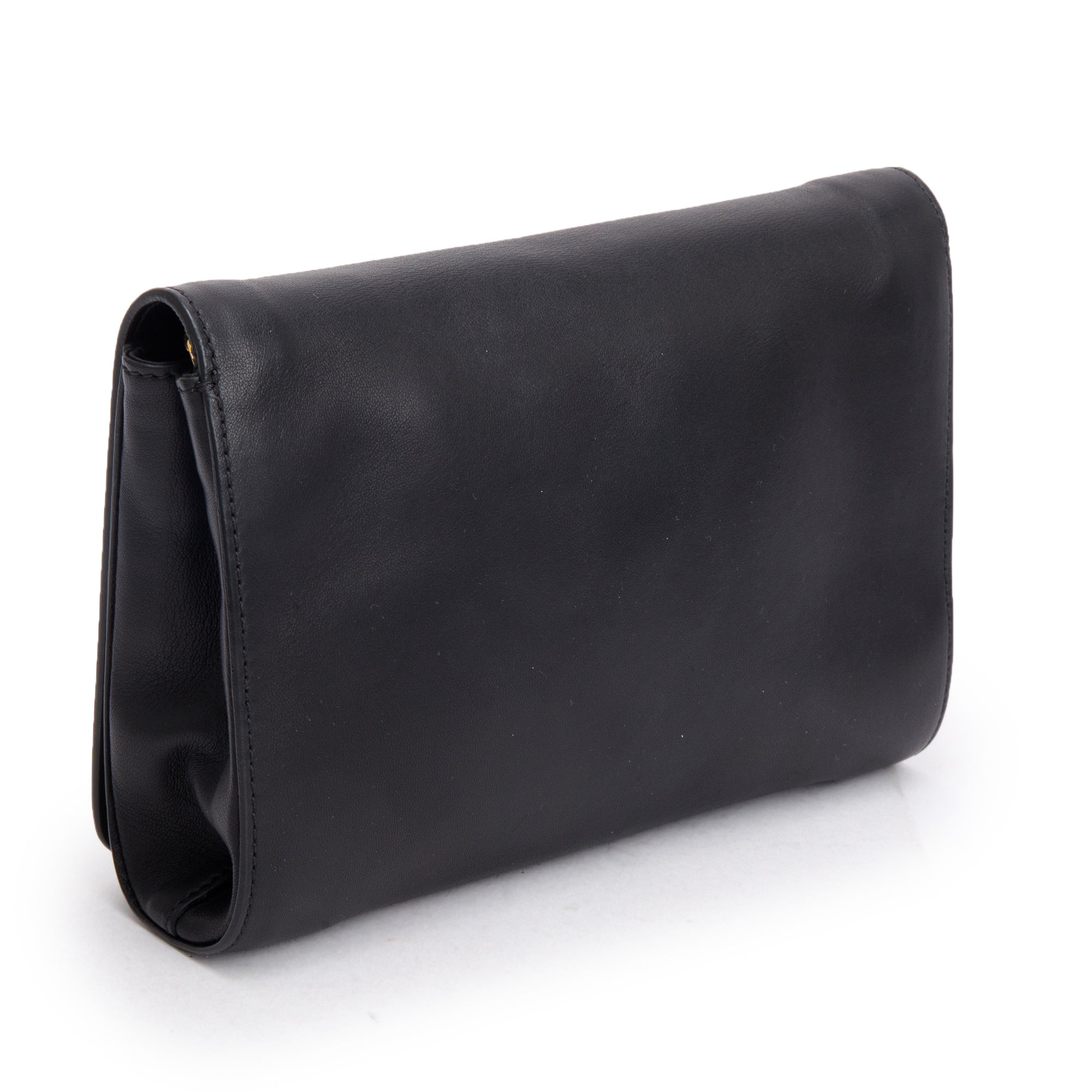 Versace Black Leather La Medusa Chain Clutch Bag