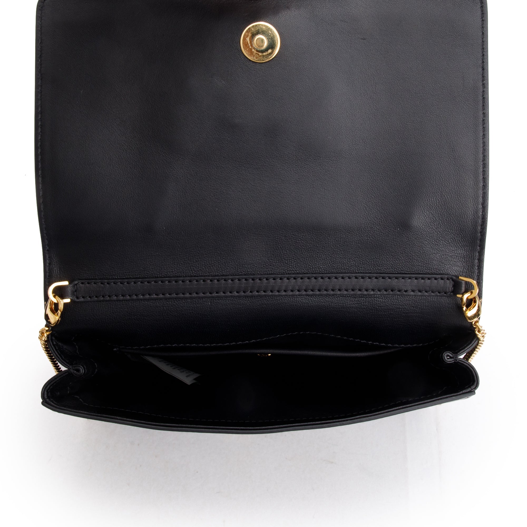 Versace Black Leather La Medusa Chain Clutch Bag