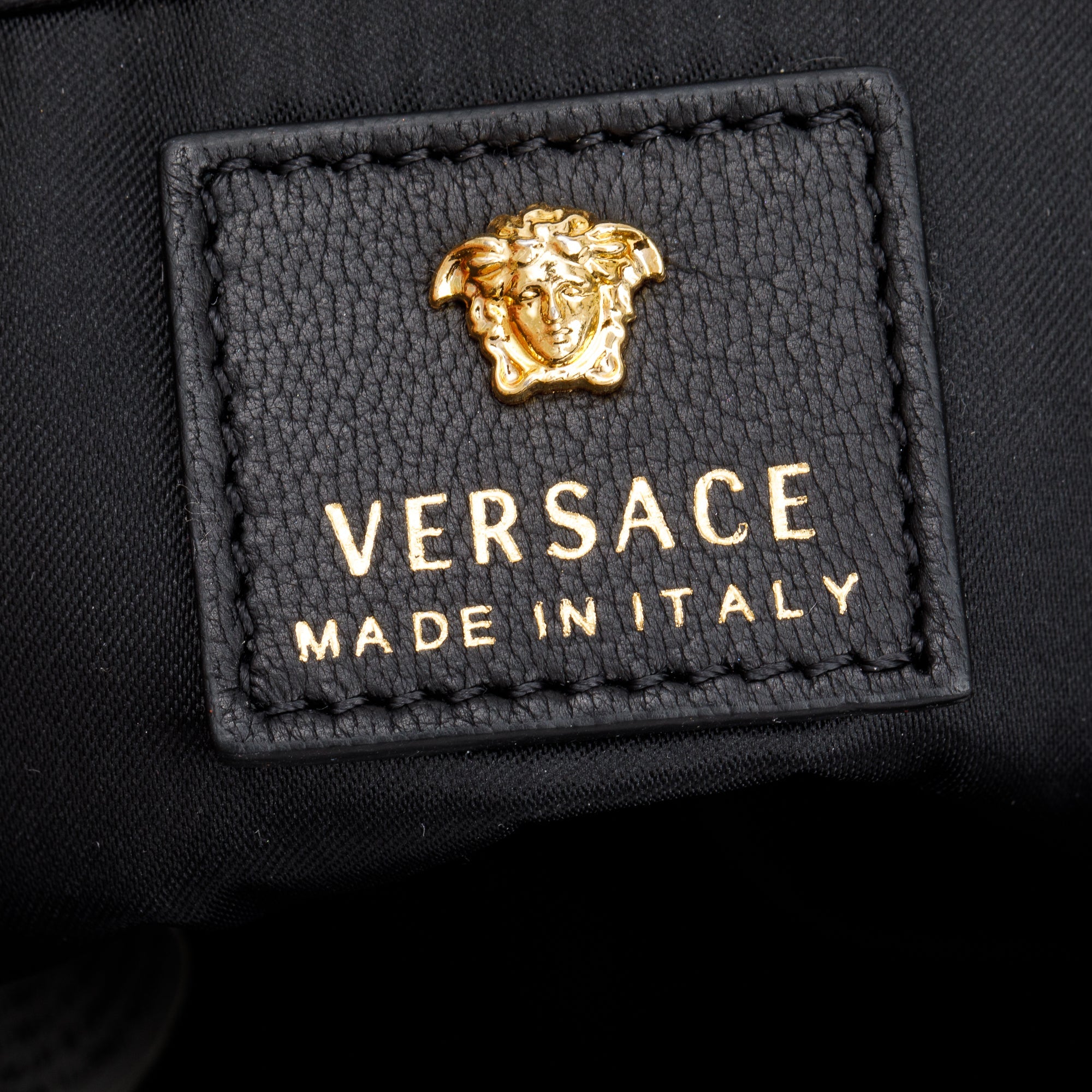 Versace Black Leather La Medusa Chain Clutch Bag