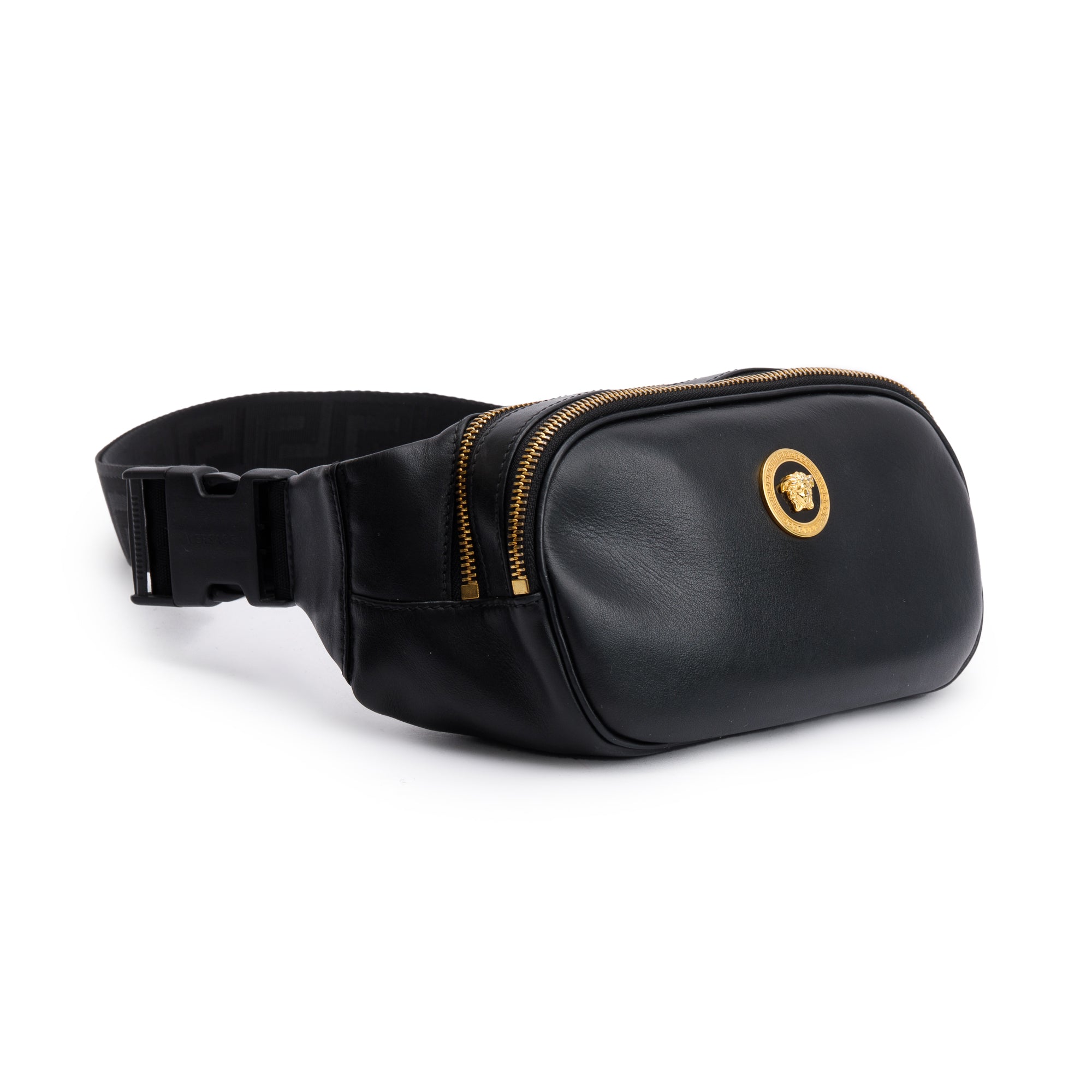 Versace Black Leather Medusa Waist Bag