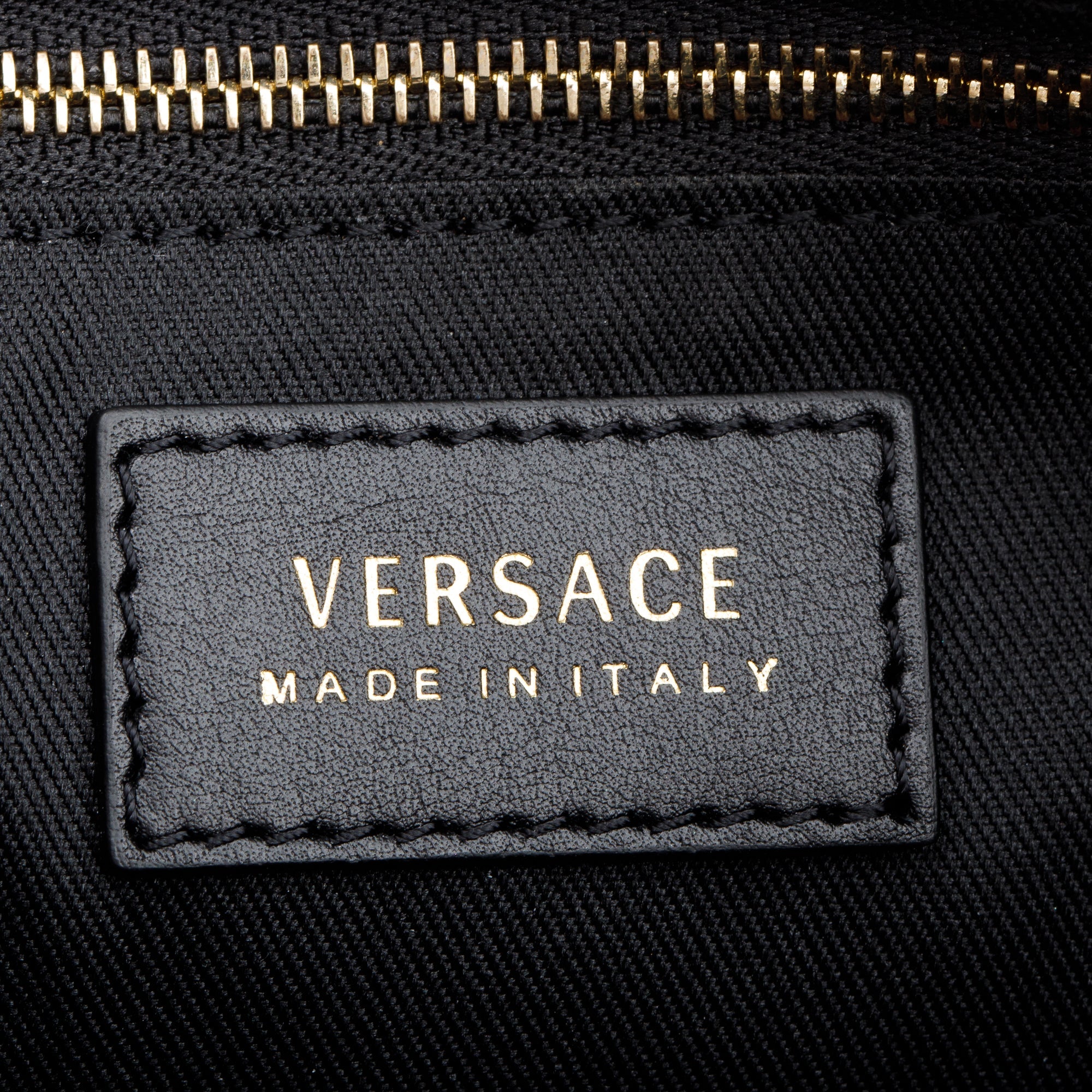 Versace Black Leather Medusa Zip Pouch Clutch