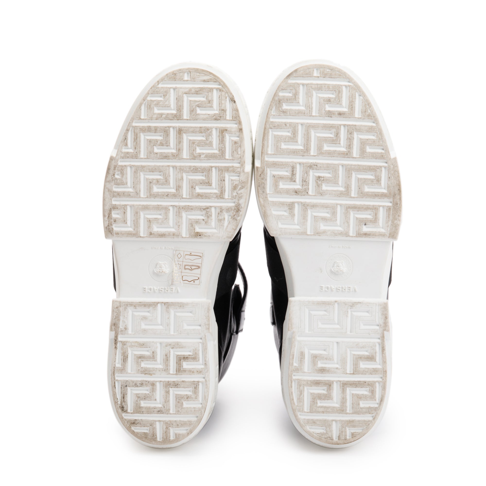 Versace Black Medusa Insignia Leather High Top Sneakers, Size 36 w/ Box