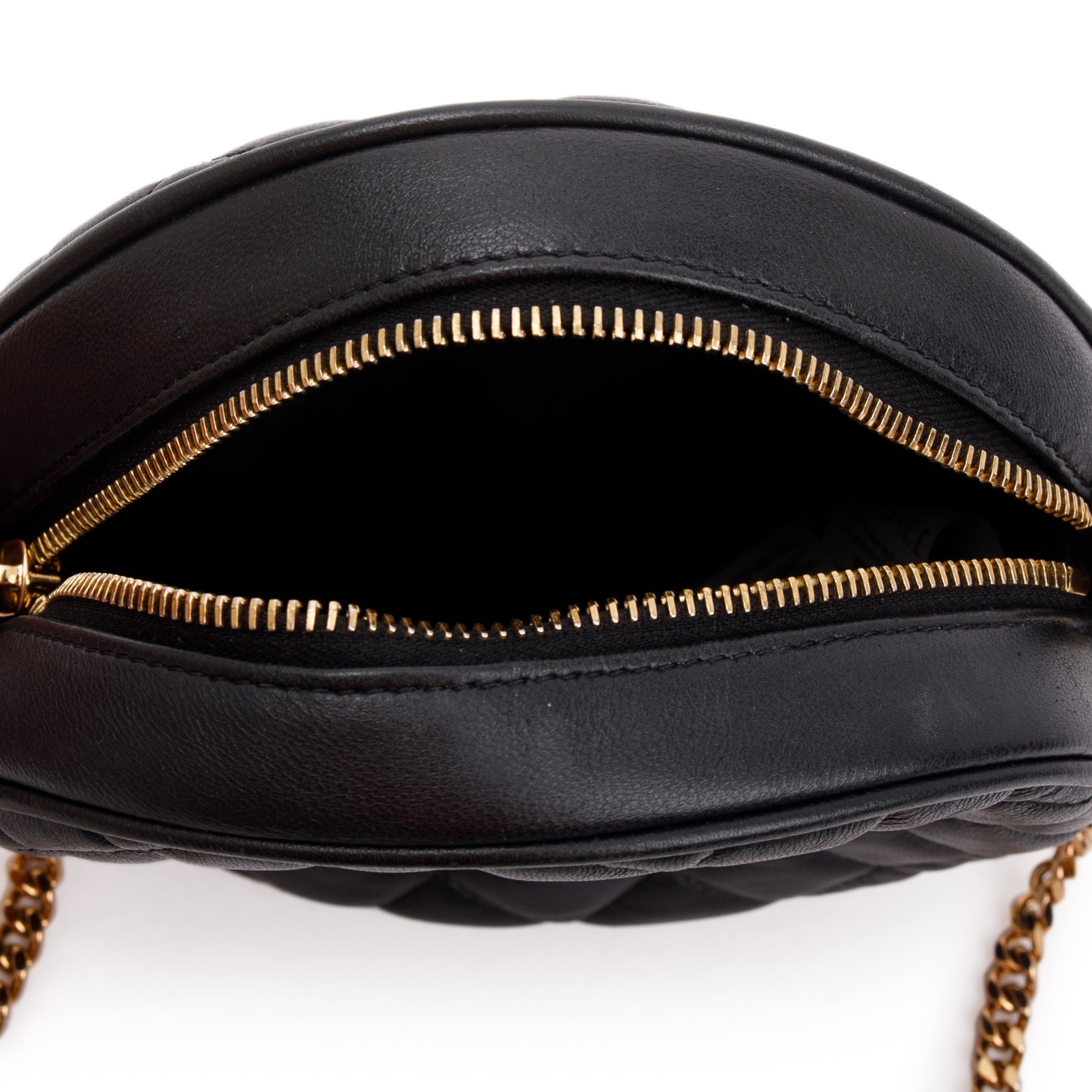 Versace Black Nappa Quilted Leather La Medusa Round Camera Bag