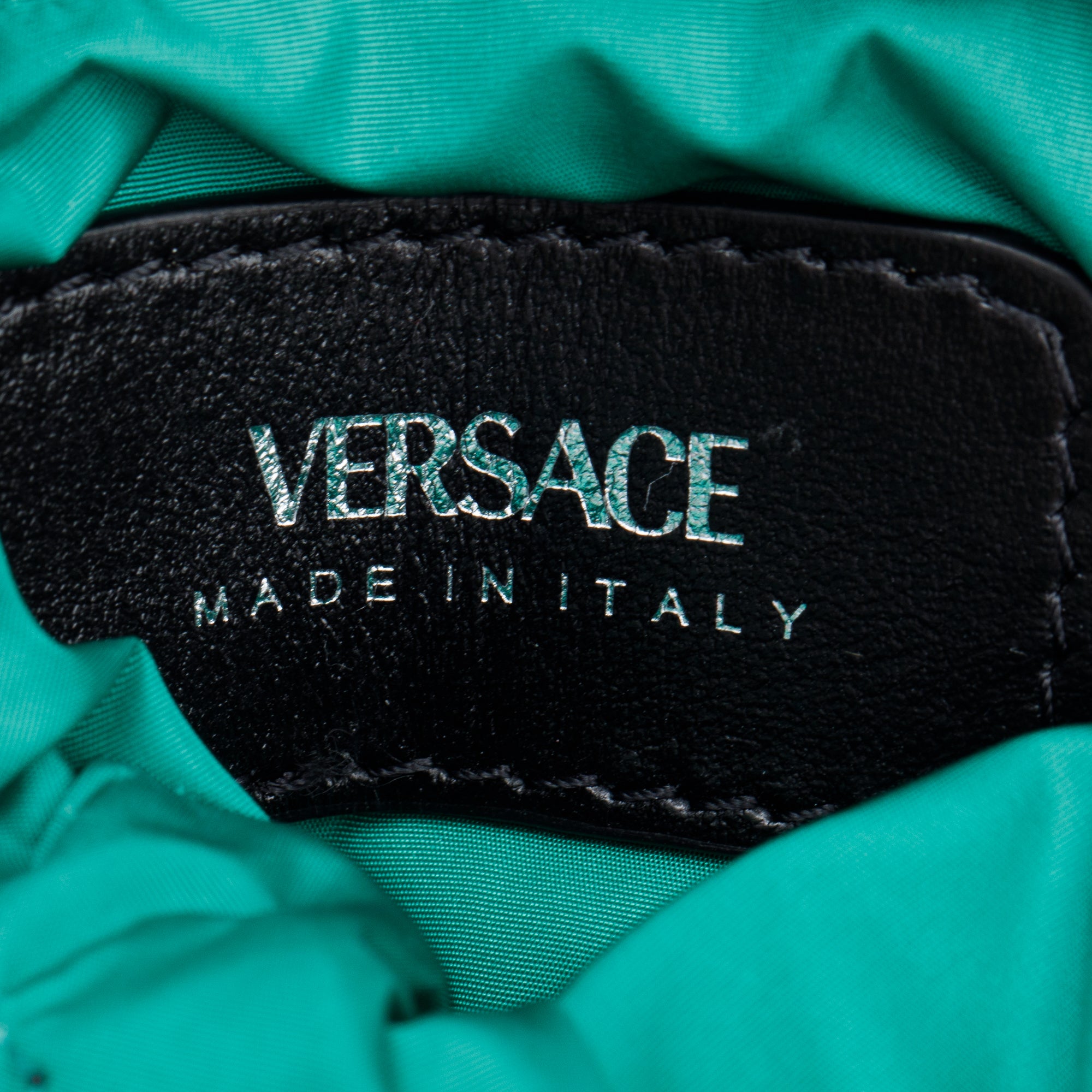 Versace Black Nylon La Medusa Phone Pouch w/ Strap, Box & Authenticity Card
