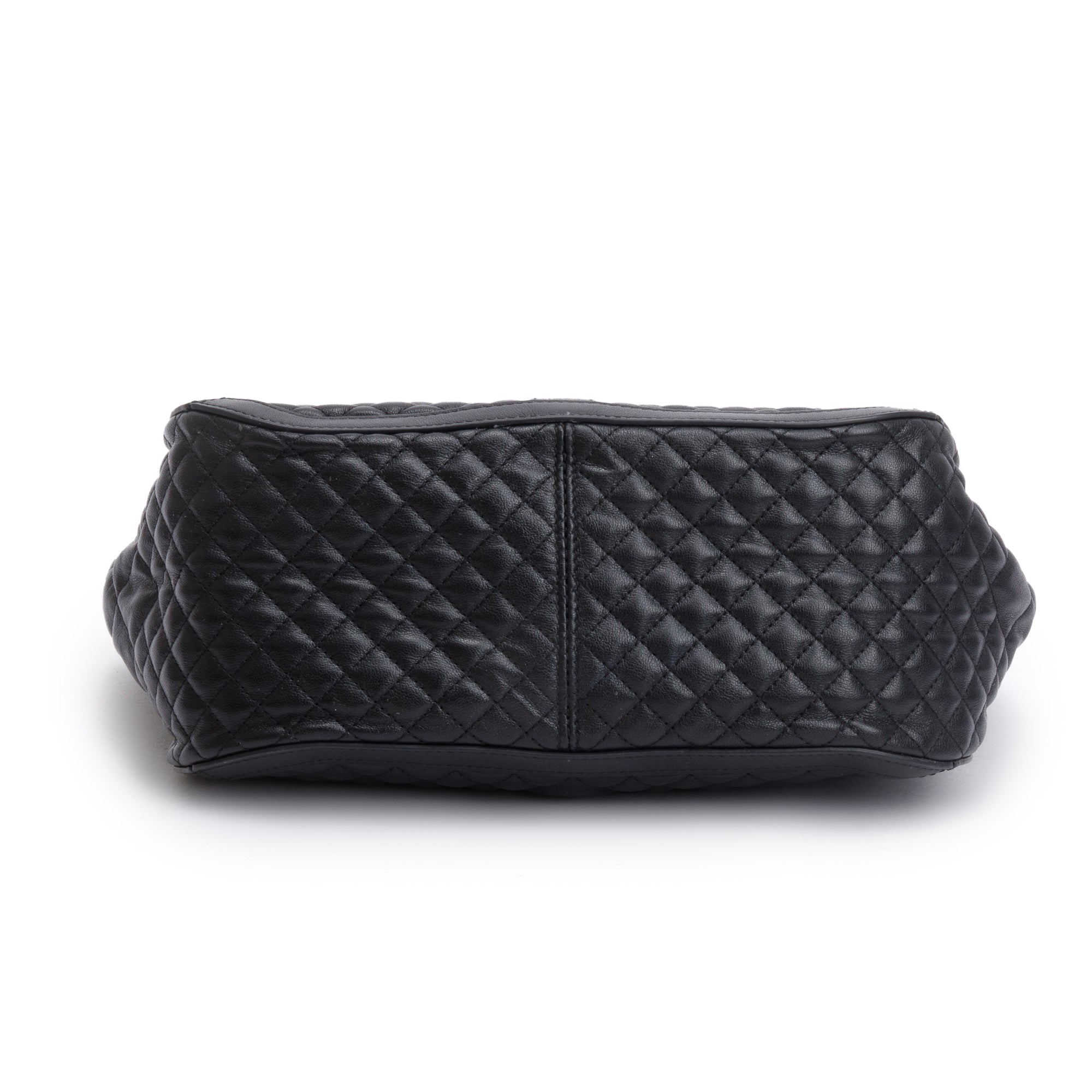 Versace Black Quilted Calfskin Leather Small Greca Tote Bag w/ Strap